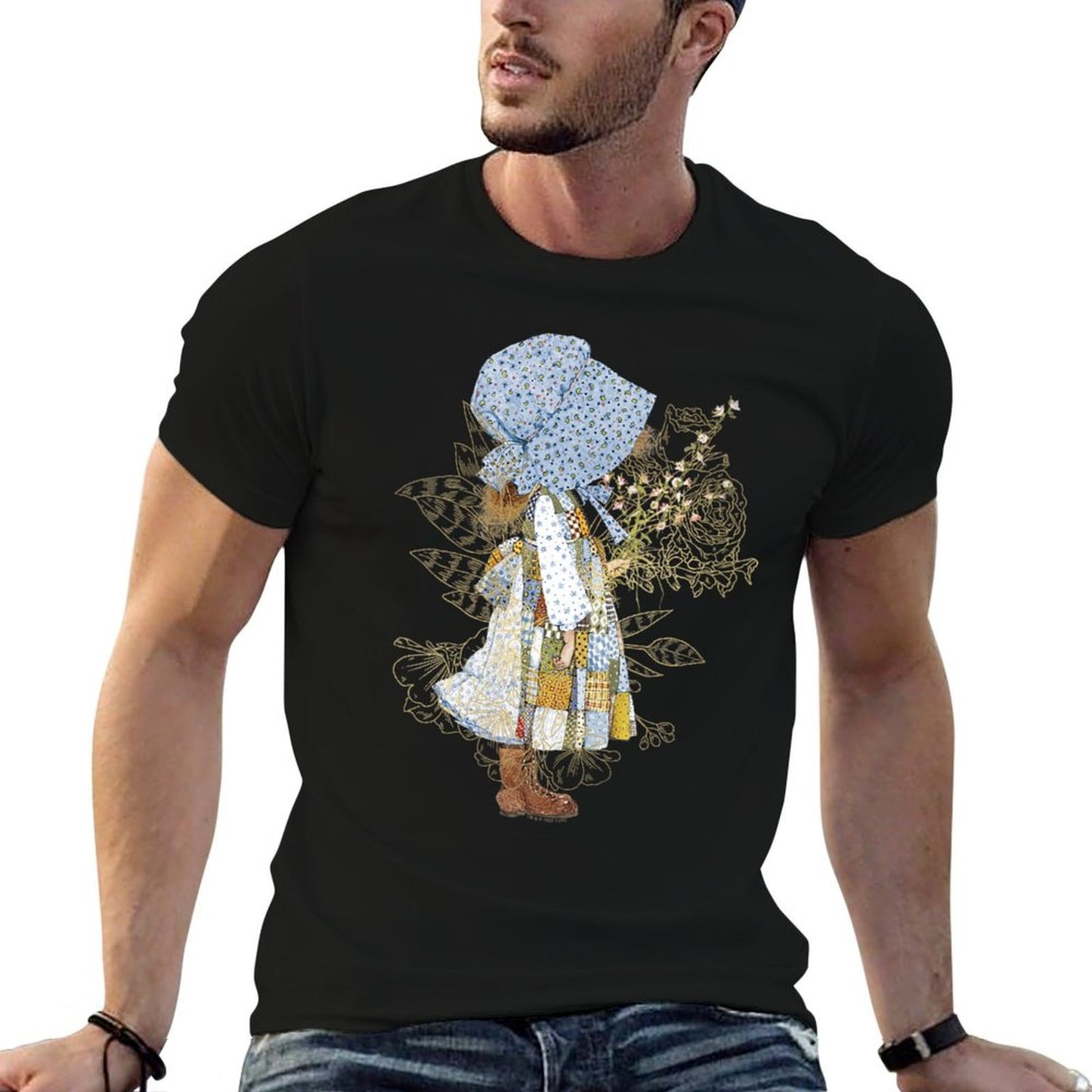 Womens Holly Hobbie County Girl Holding Flowers Sweet Vintage Vintage-inspired T-Shirt