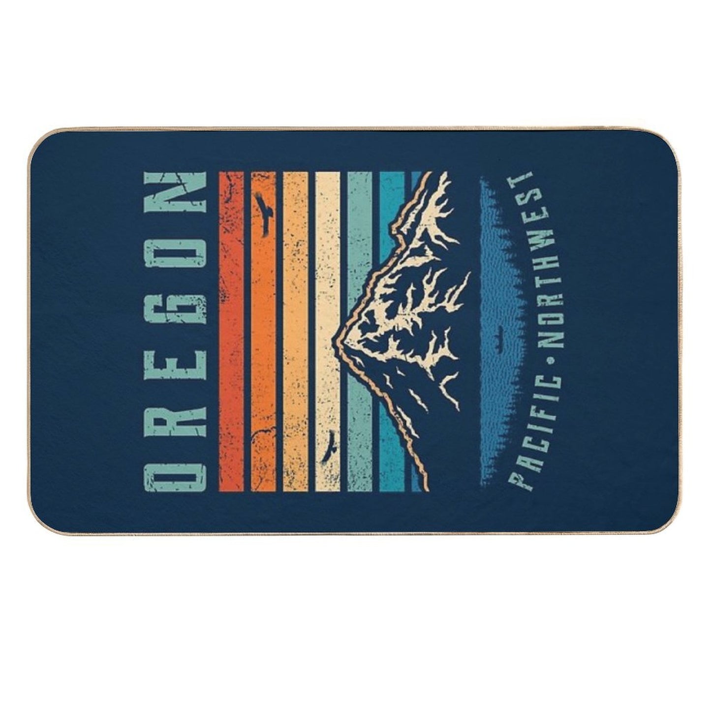 Oregon Retro Mountains Long-Lasting Bath Mat