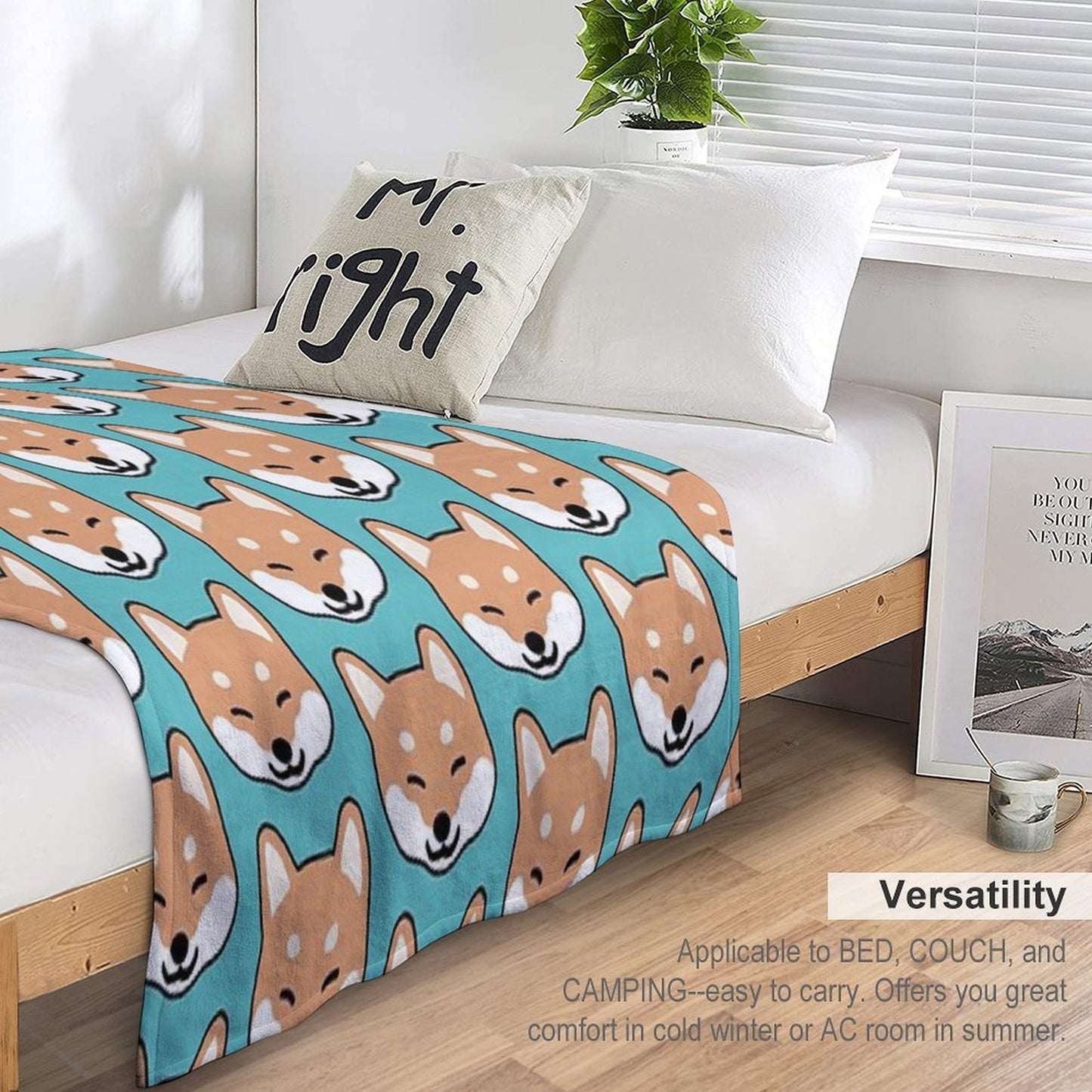 Shiba Inu Blinking Durable Throw Blanket