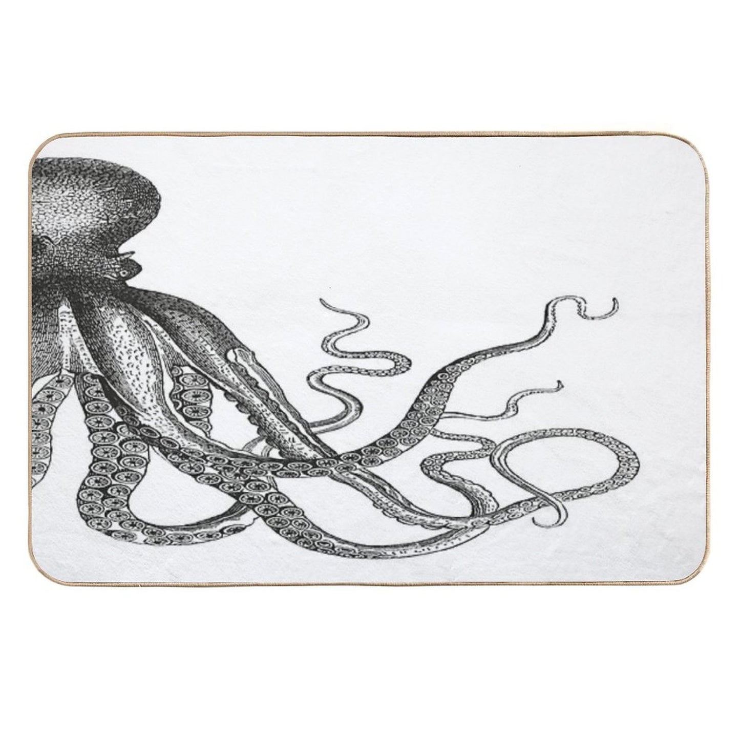 Half Octopus Right Side Vintage Octopus Tentacles Sea Creatures Nautical Ocean Sea Beach Diptych Black And W Rapid-Drying Bath Mat