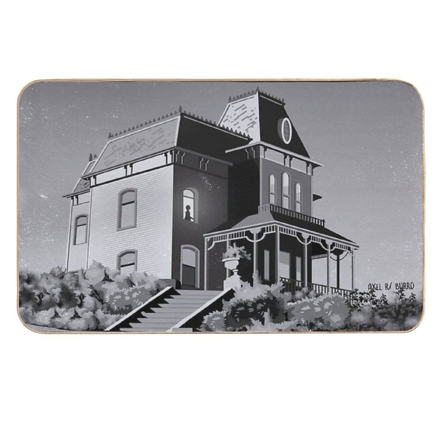 Alfred Hitchcock's Psycho Illustration by Burroi Long-Lasting Bath Mat