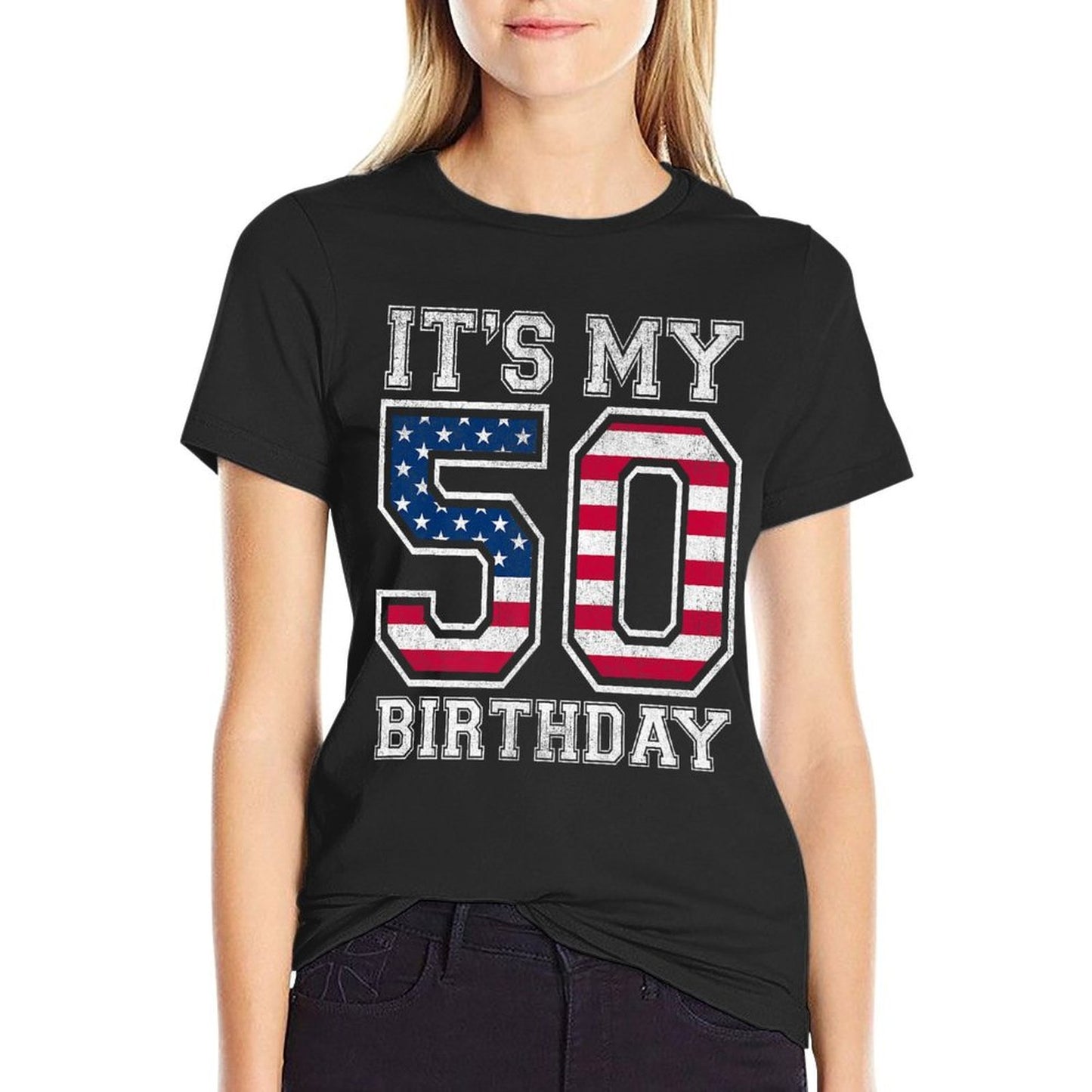 Vintage It's My 50th Birthday American Independence Day Premium Versatile T-Shirt