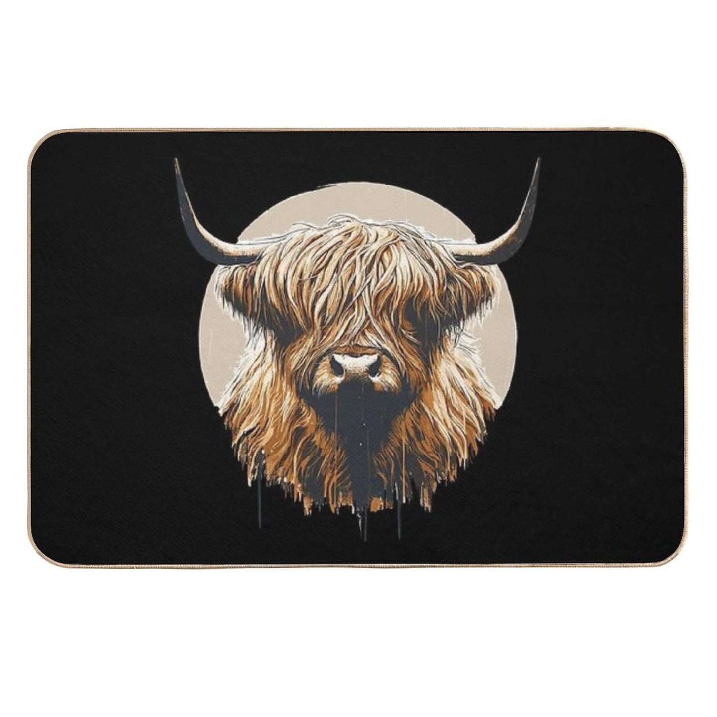 Funny Vintage Scottish Highland Cow Heilan Coo Fade-Resistant Bath Mat