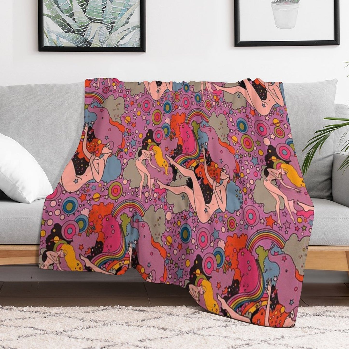 PINK SPACE VIOLET GIRLS All-season Throw Blanket