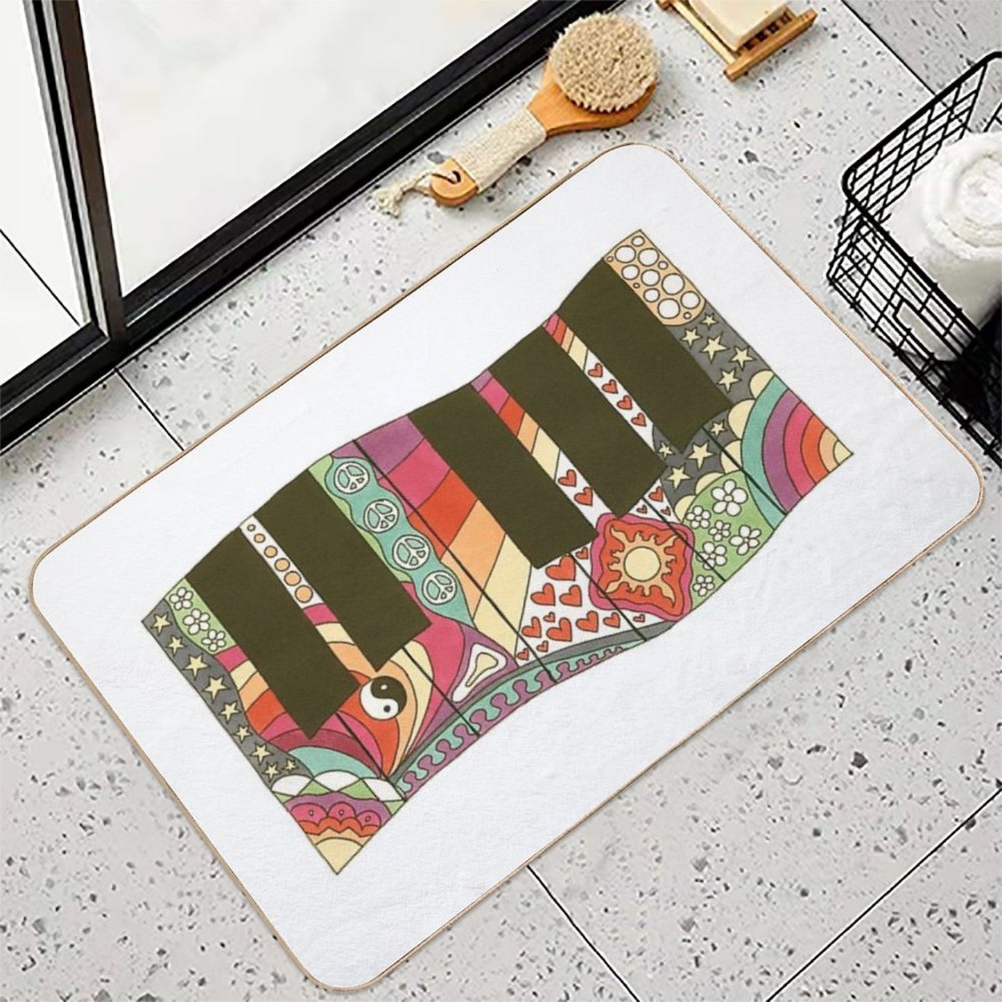 Vintage Psychedelic Keyboard  Anti-Trip Bath Mat