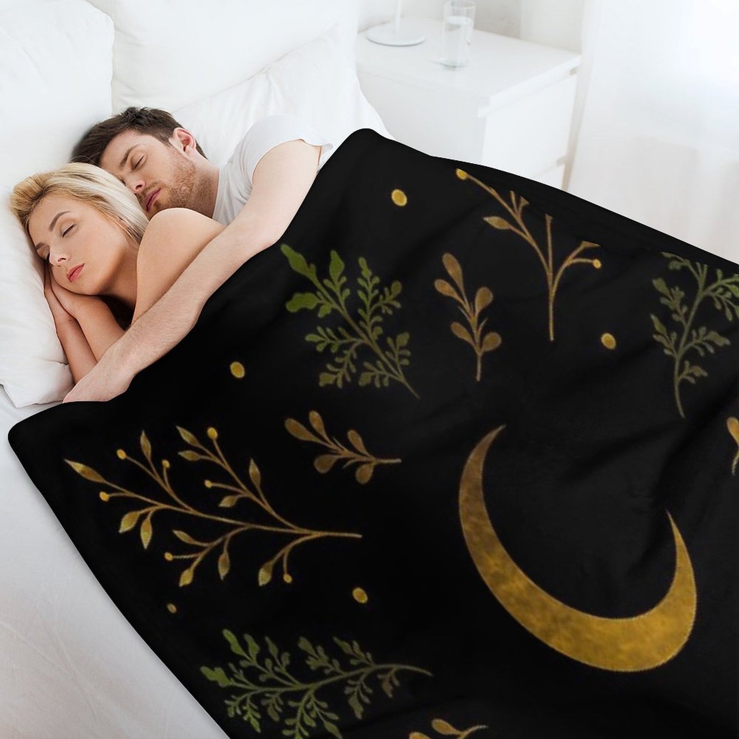 Crescent Moon Gold Premium Throw Blanket