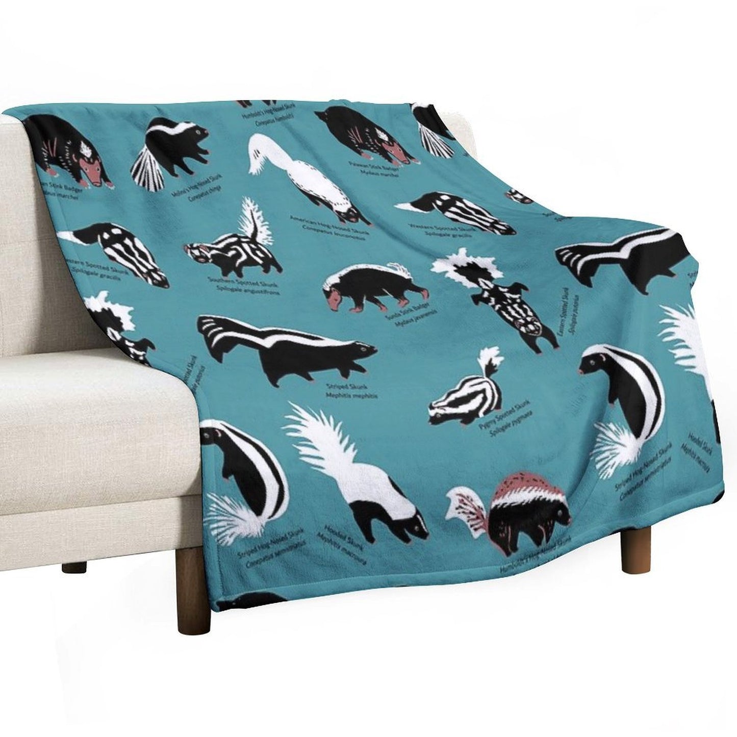 Skunks of The World Species of Family Mephitidae Machine-washable Throw Blanket