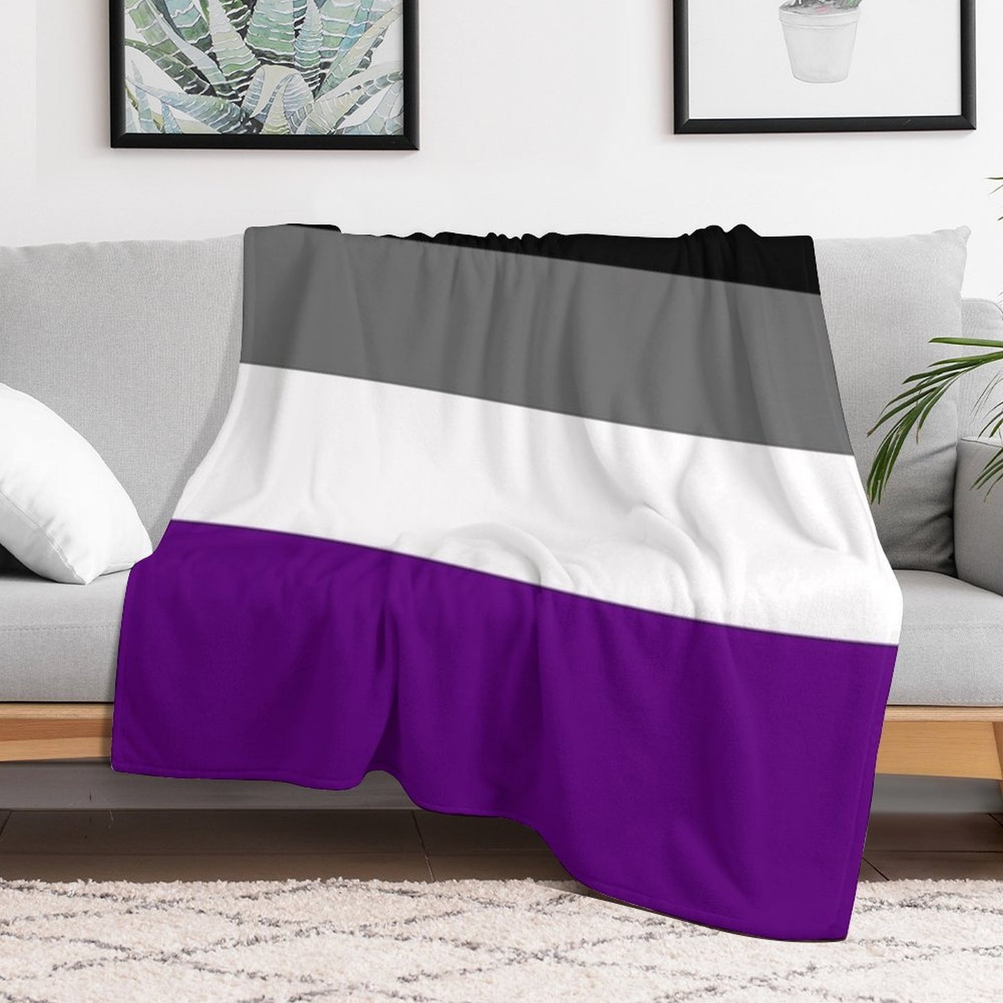 Seamless Repeating Asexual Pride Flag Pattern Eco-conscious Throw Blanket
