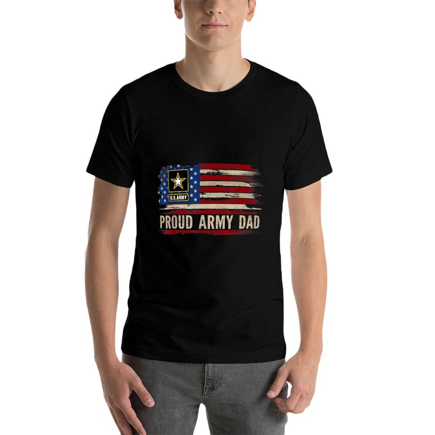 Vintage Proud Army Dad American Veteran Gift Summer-ready Fabric T-Shirt