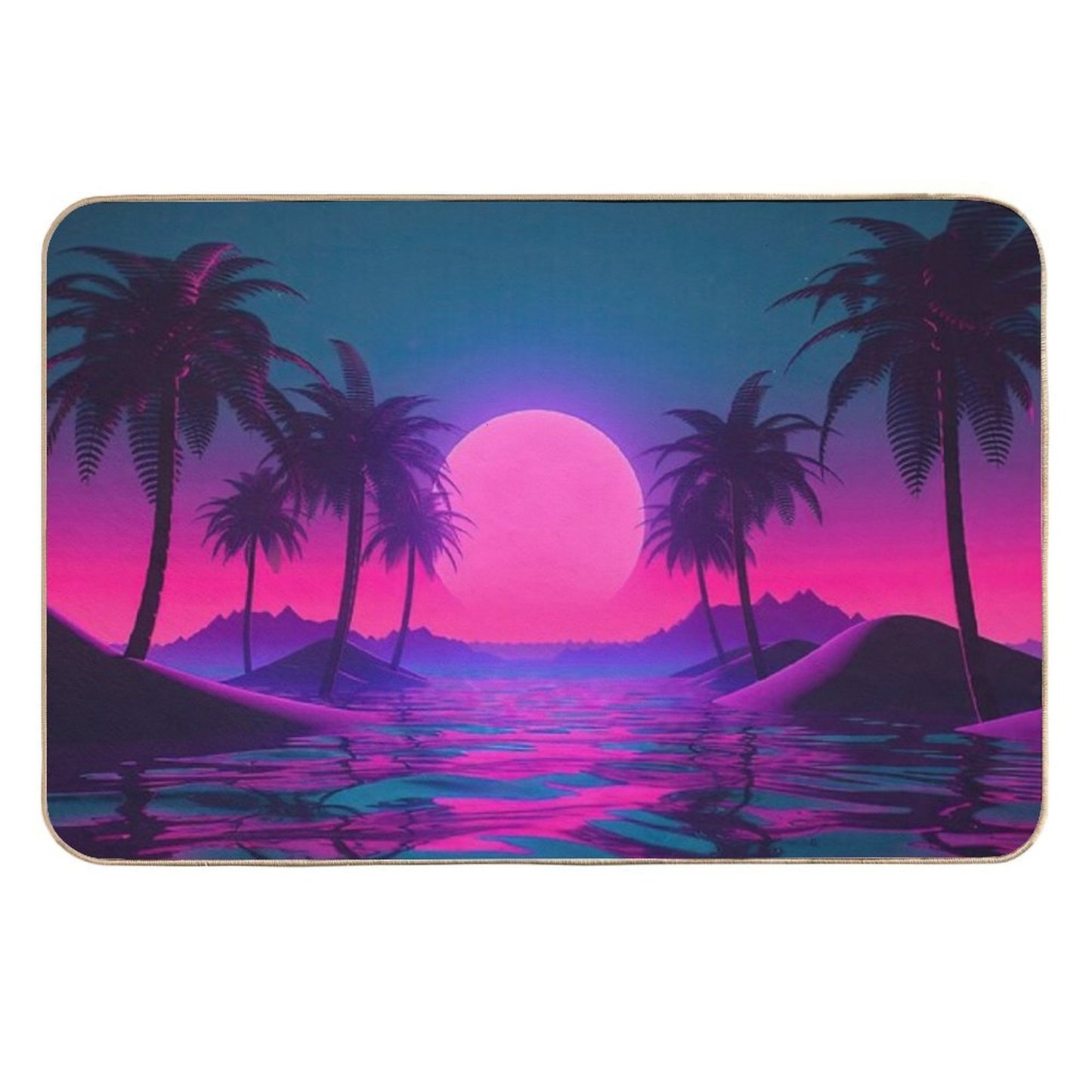 Neon Tides A Vaporwave Celebration of Oceanic Visions Non-Slip Bath Mat