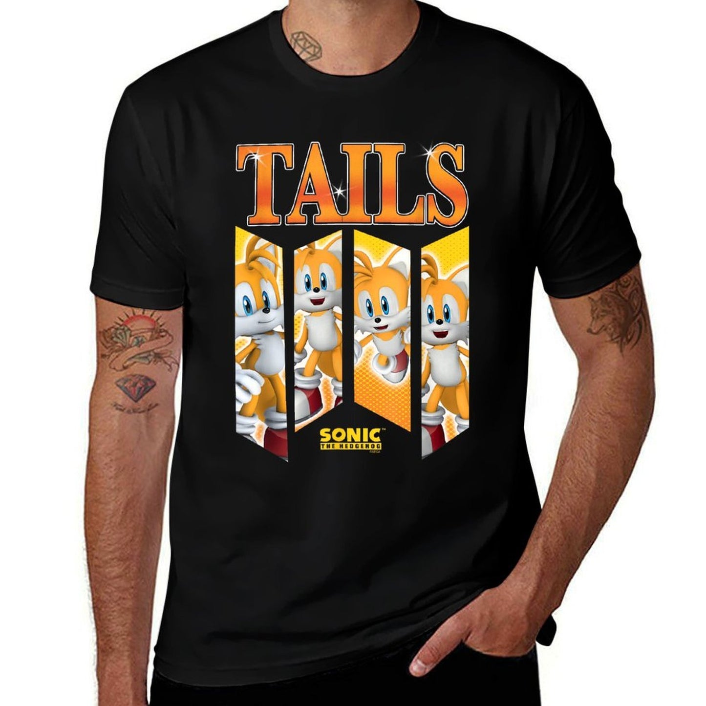 Sonic The Hedgehog Tails Speed & Shine Panels  Breathable T-Shirt