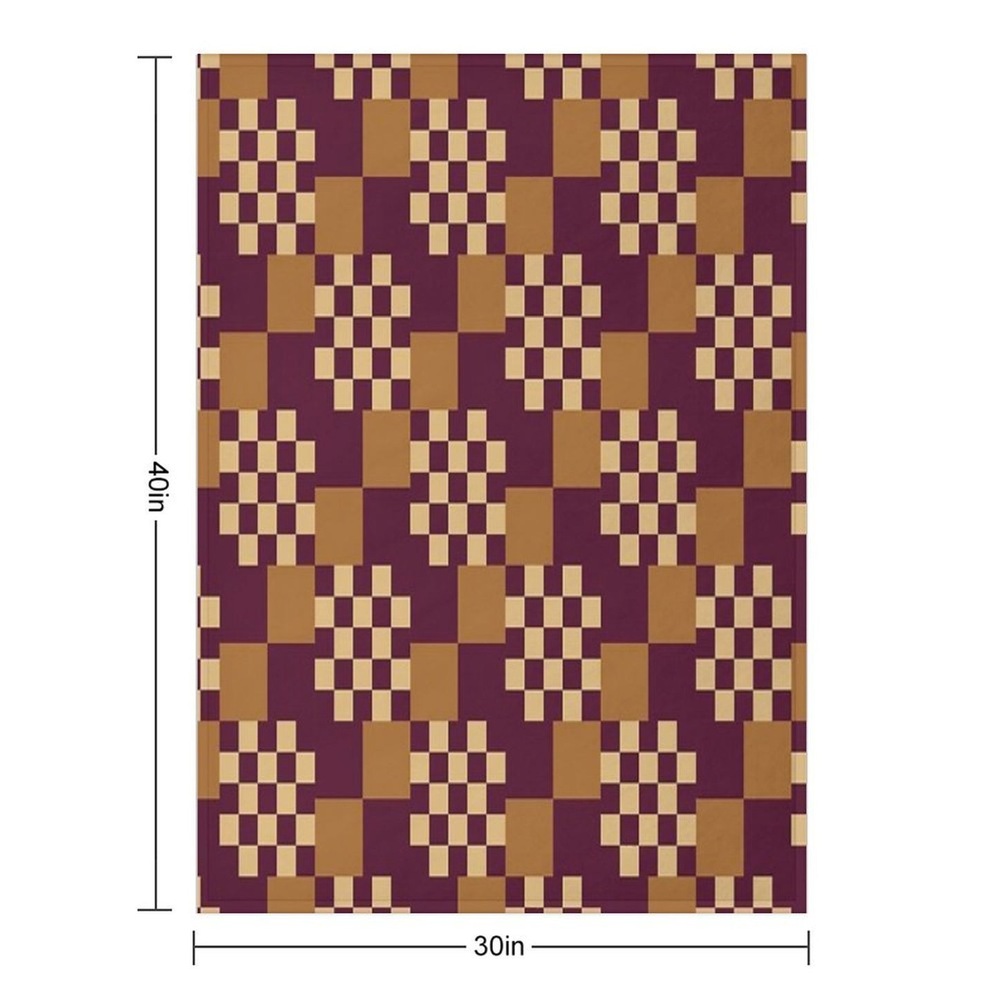 Geometric Shapes Checker Pattern 1 in Rustic Classy Brown All-season Throw Blanket