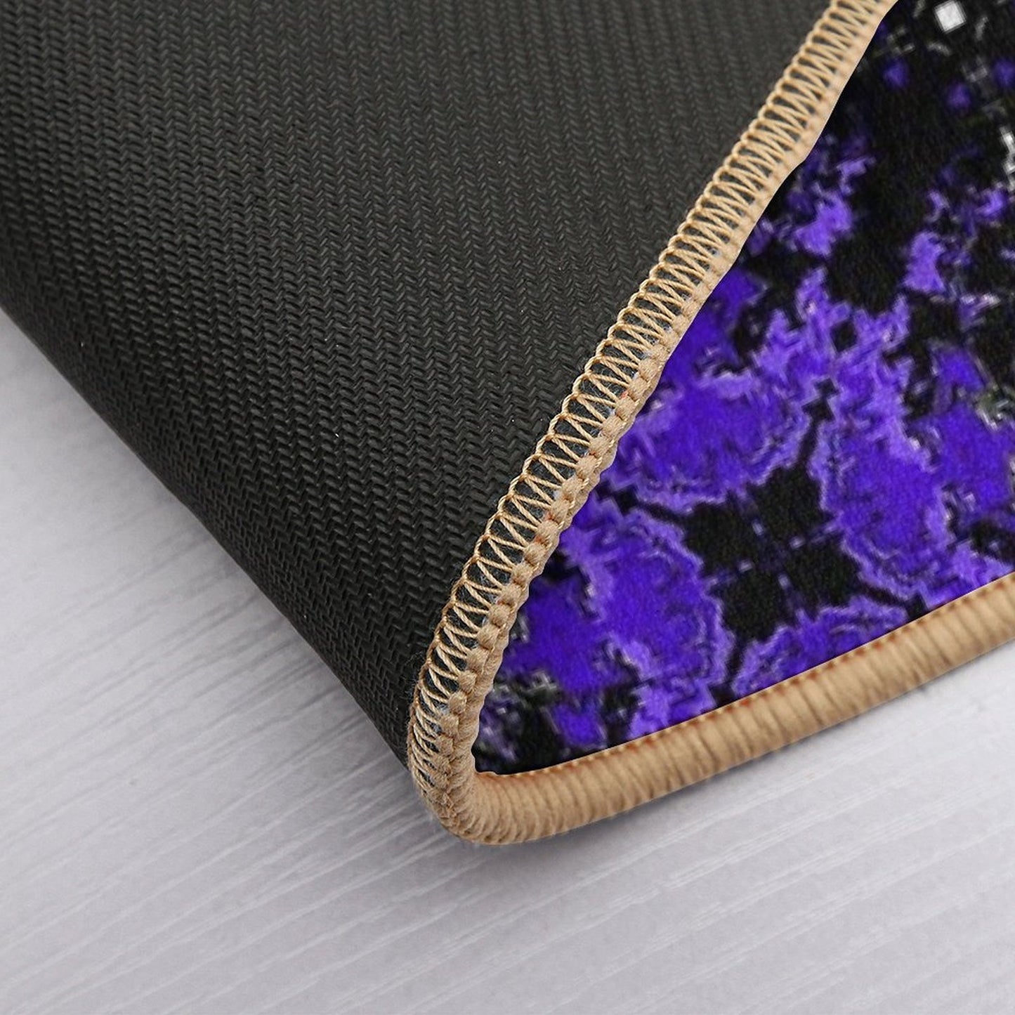 Purple And Black Repeating Liquid Tile Dirt-Trapping Bath Mat