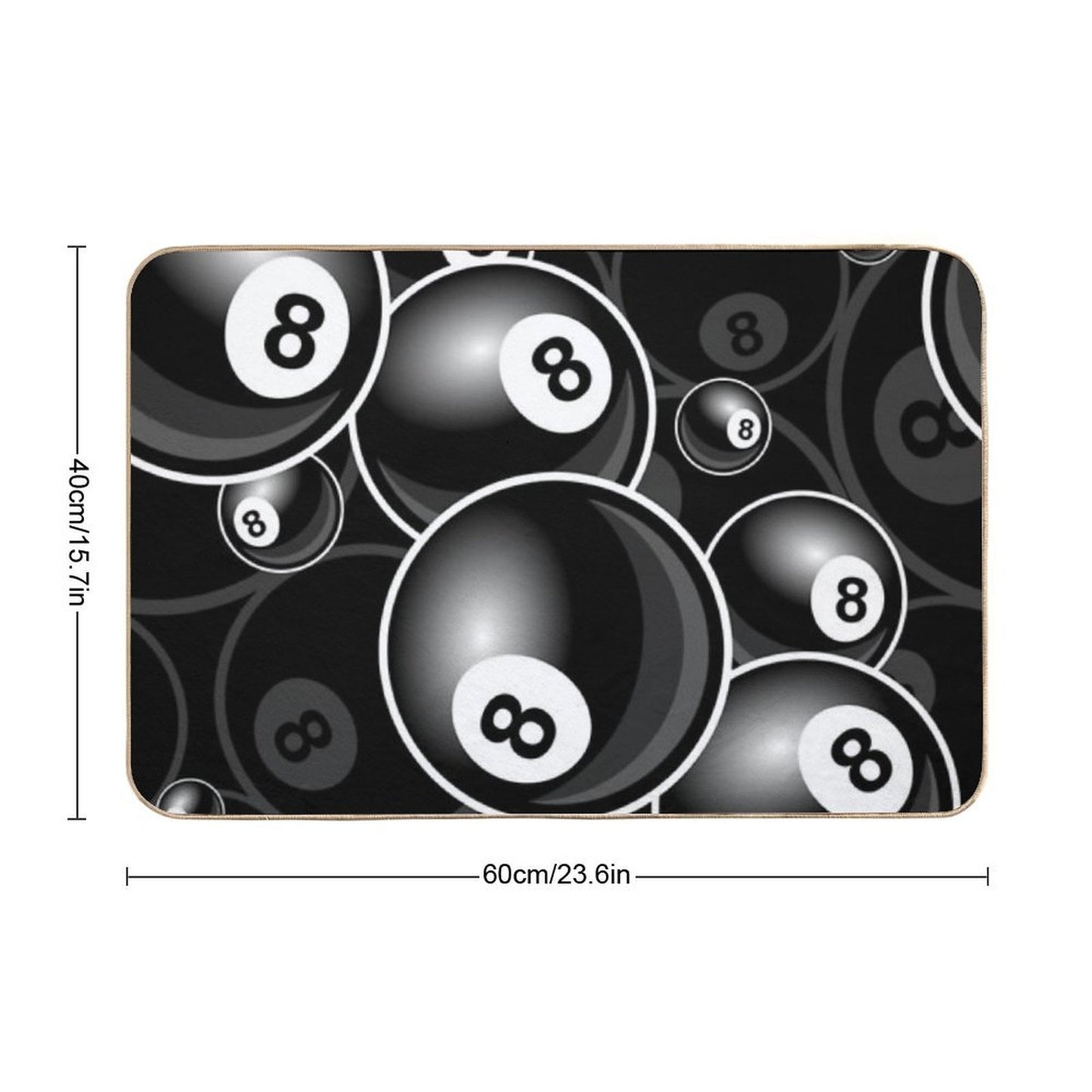 Billiards Black 8 Ball 8-Ball Black And White Easy Maintenance Bath Mat