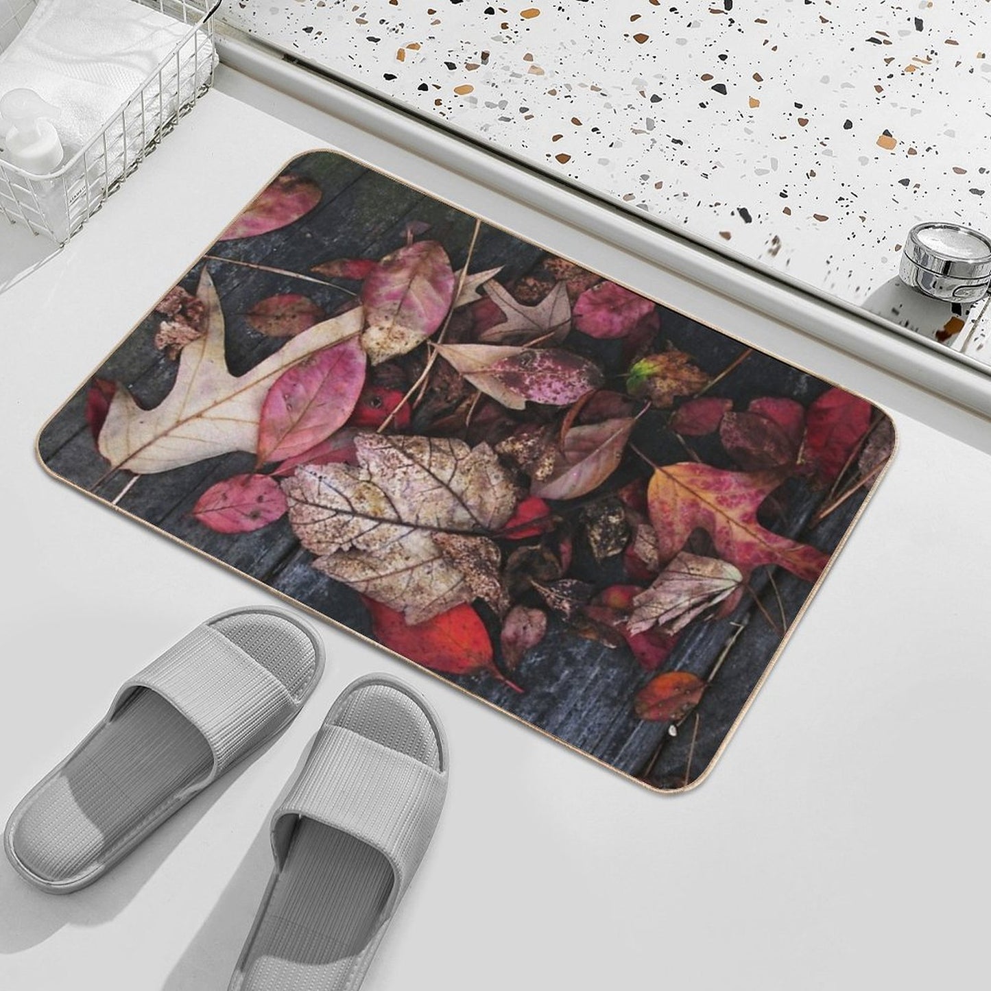 Collage Of Autumn Red Easy To Clean Bath Mat