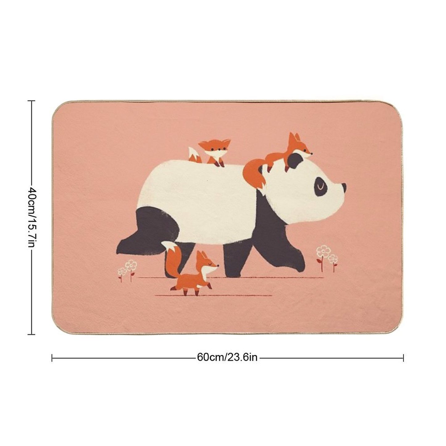 Panda And Foxes Absorbent Bath Mat