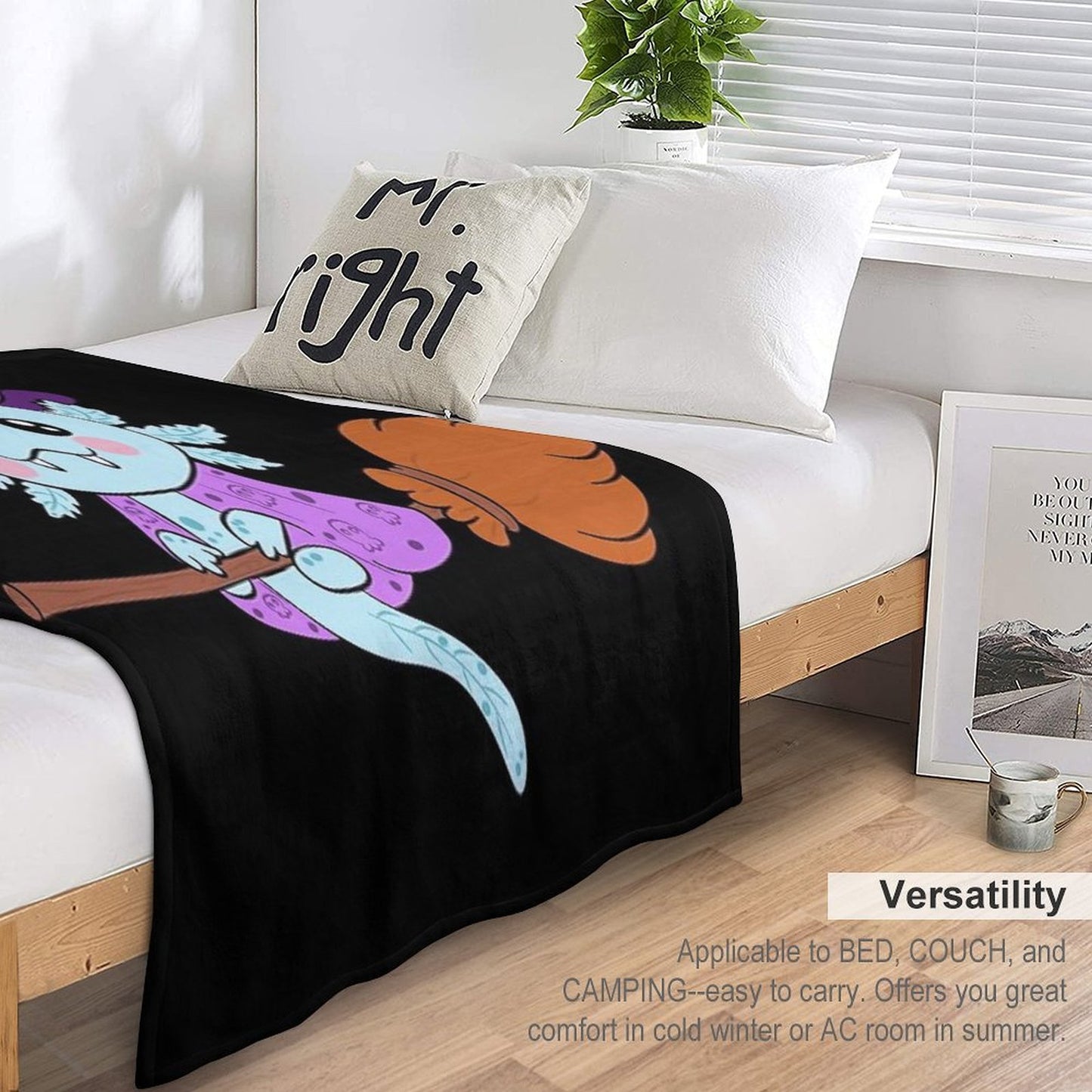 Adorable Axolotl in A Witch Costume Versatility Throw Blanket