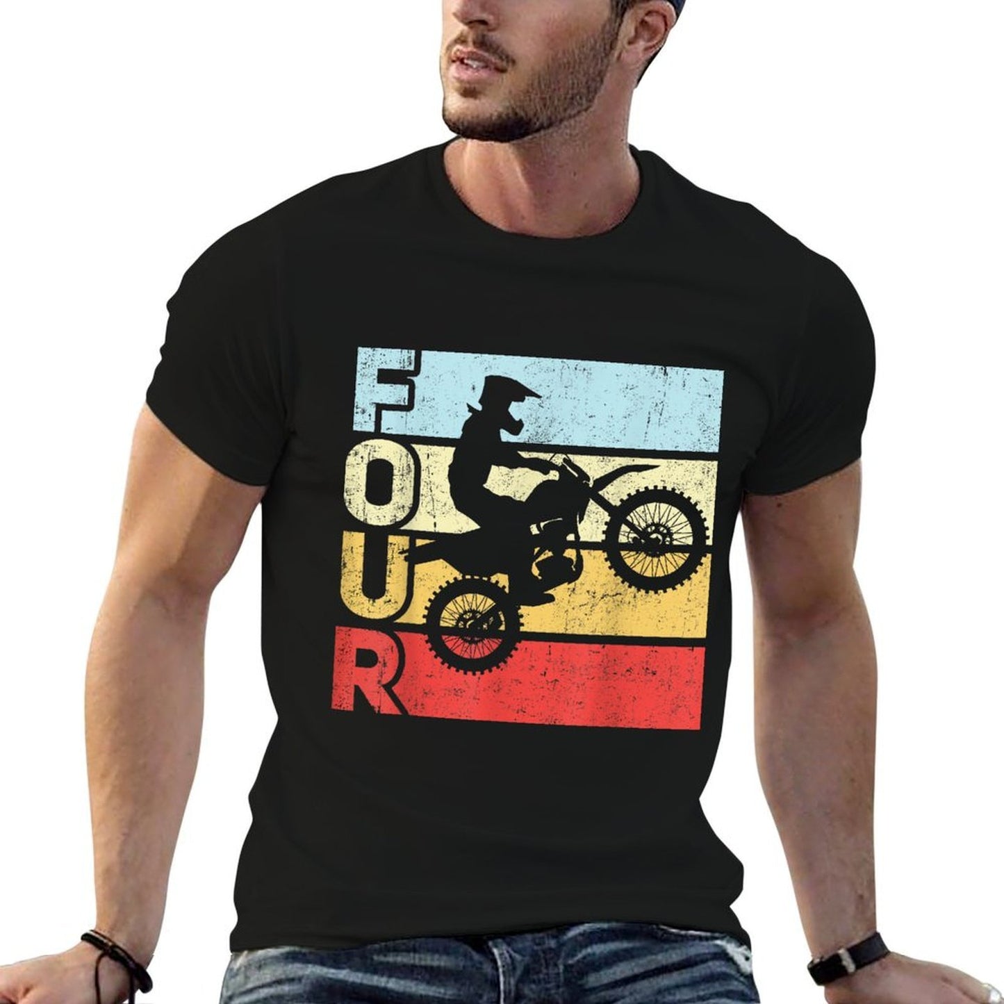 Motocross 4th Birthday Party MX Dirt Bike Birthday Vintage-inspired T-Shirt
