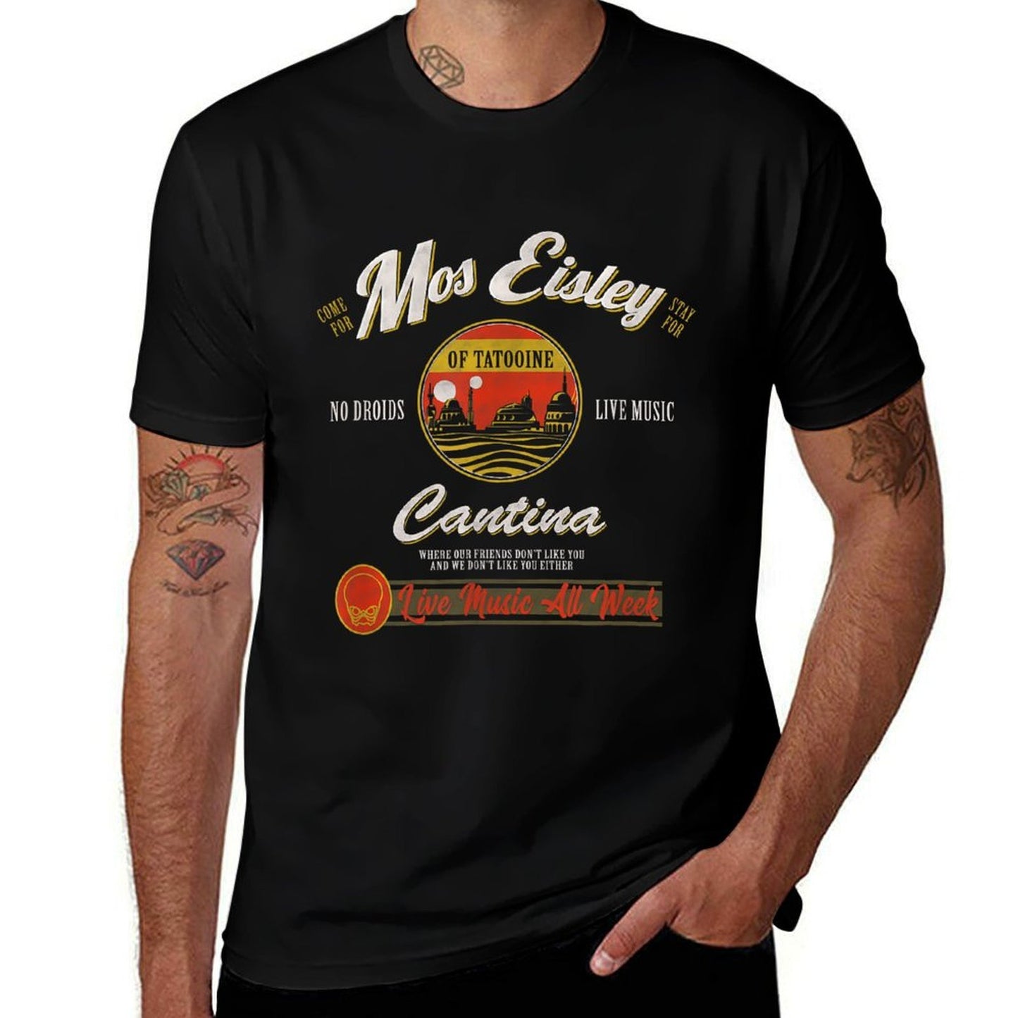 Star Wars Classic Mos Eisley Cantina Live Music All Week Ad Cotton T-Shirt