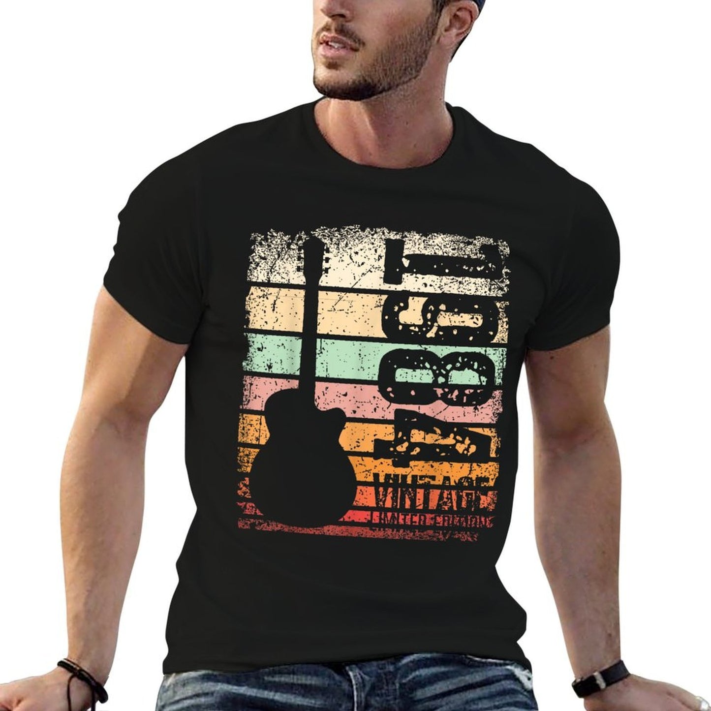Vintage 40 Year Old 1984 40th Birthday Gifts Guitar Lover Oversized Silhouette T-Shirt