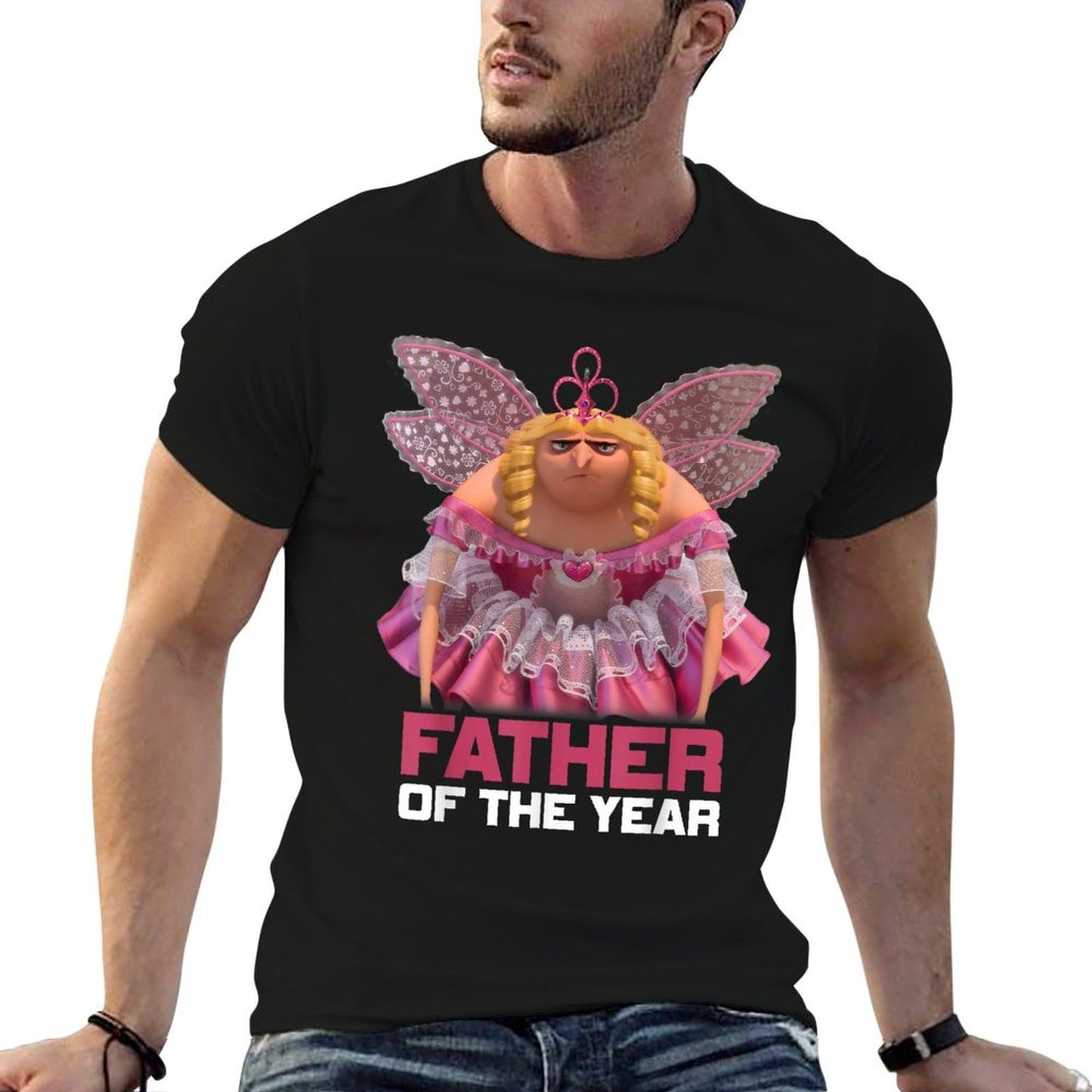 Despicable Me Minions Gru Fairy Father Graphic Rolled Sleeves T-Shirt