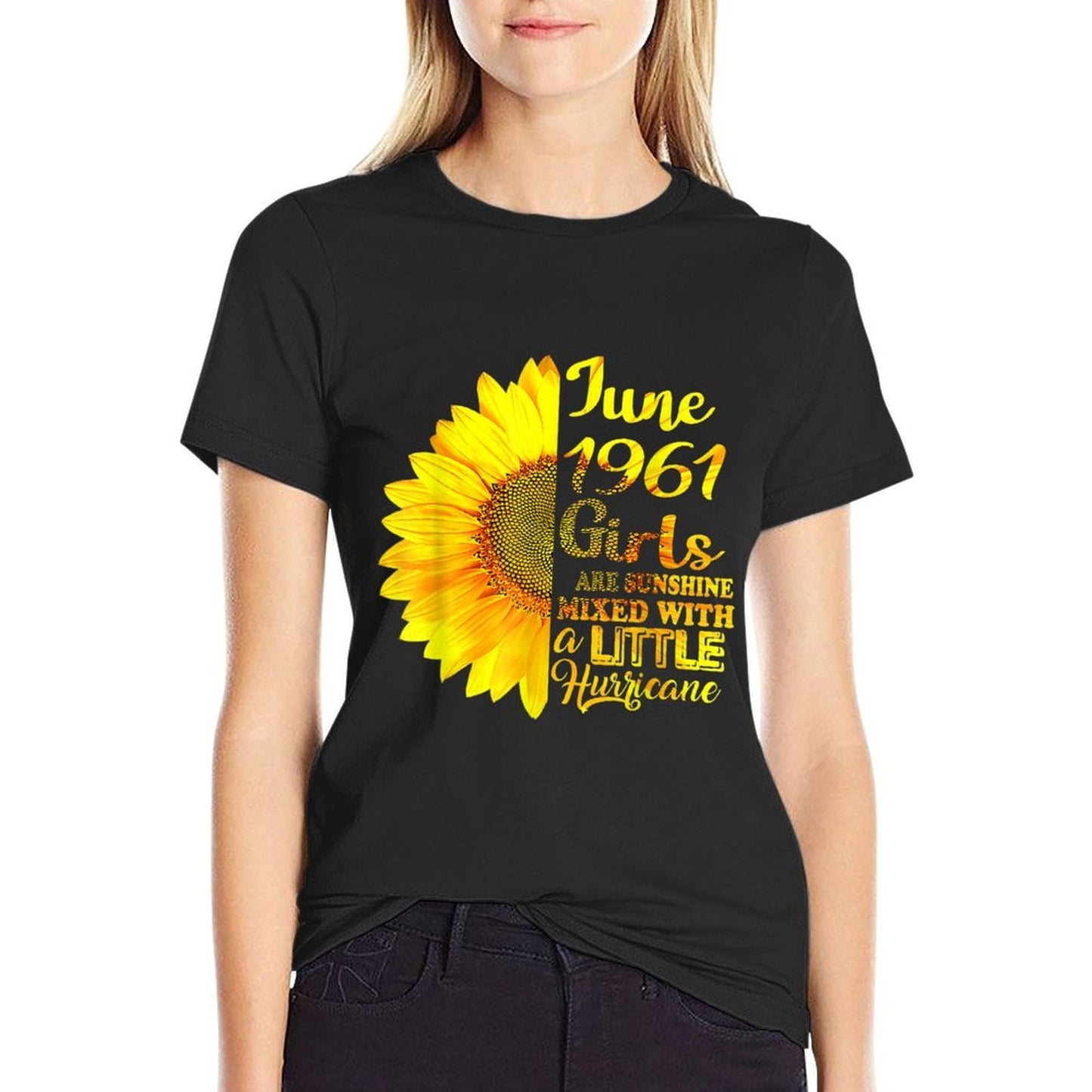 June Girls 1961 Sunflower 60th Birthday Gifts  Relaxed-fit T-Shirt