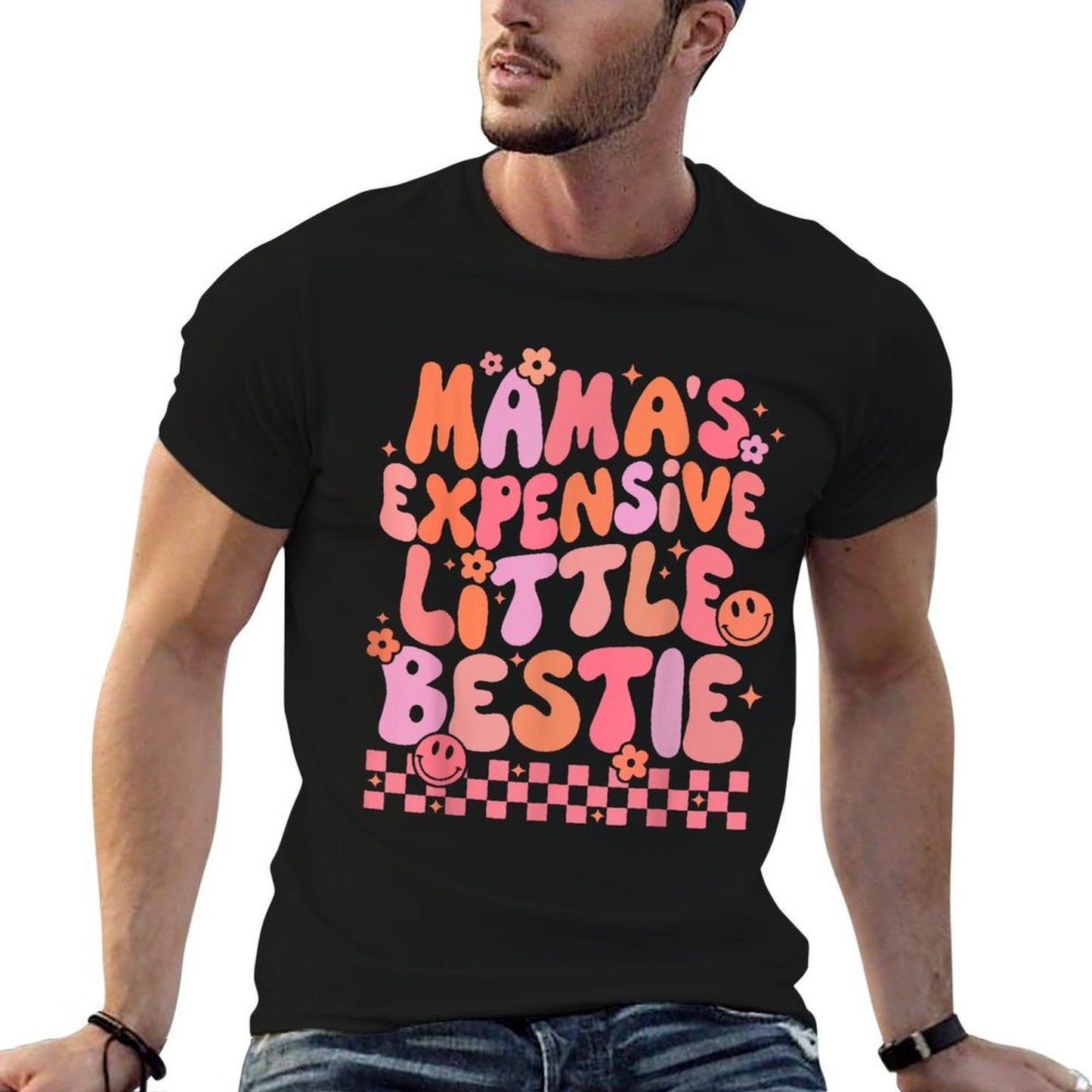 Mamas Expensive Little Bestie Trendy Kids Fade-proof Color T-Shirt