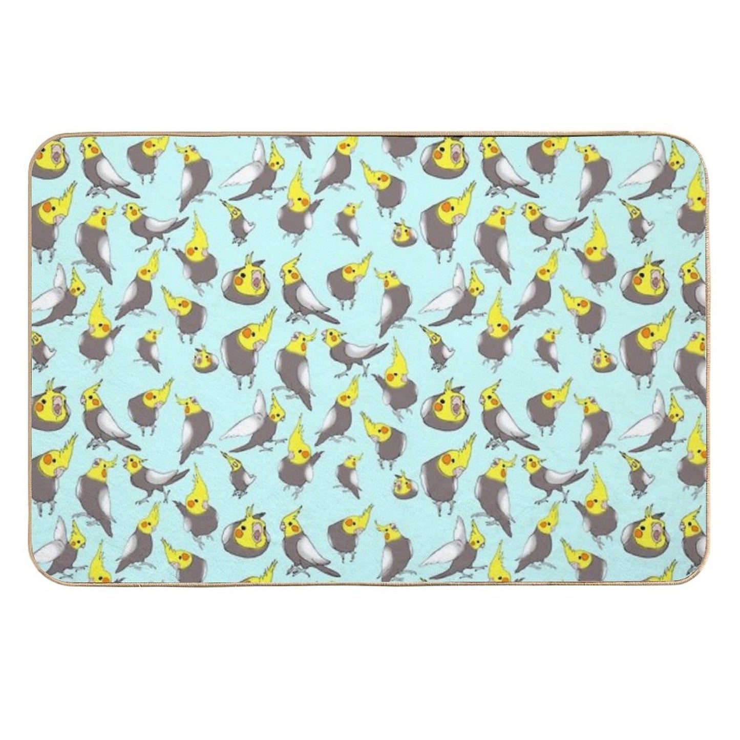 Cockatiel Doodle Pattern Eco-Friendly Bath Mat