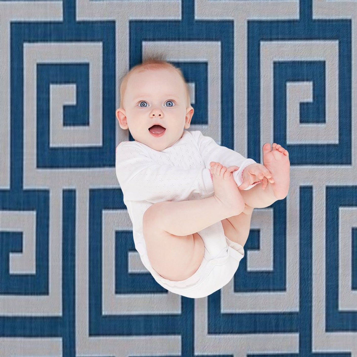 Blue Geometric Maze Pattern Versatility Throw Blanket