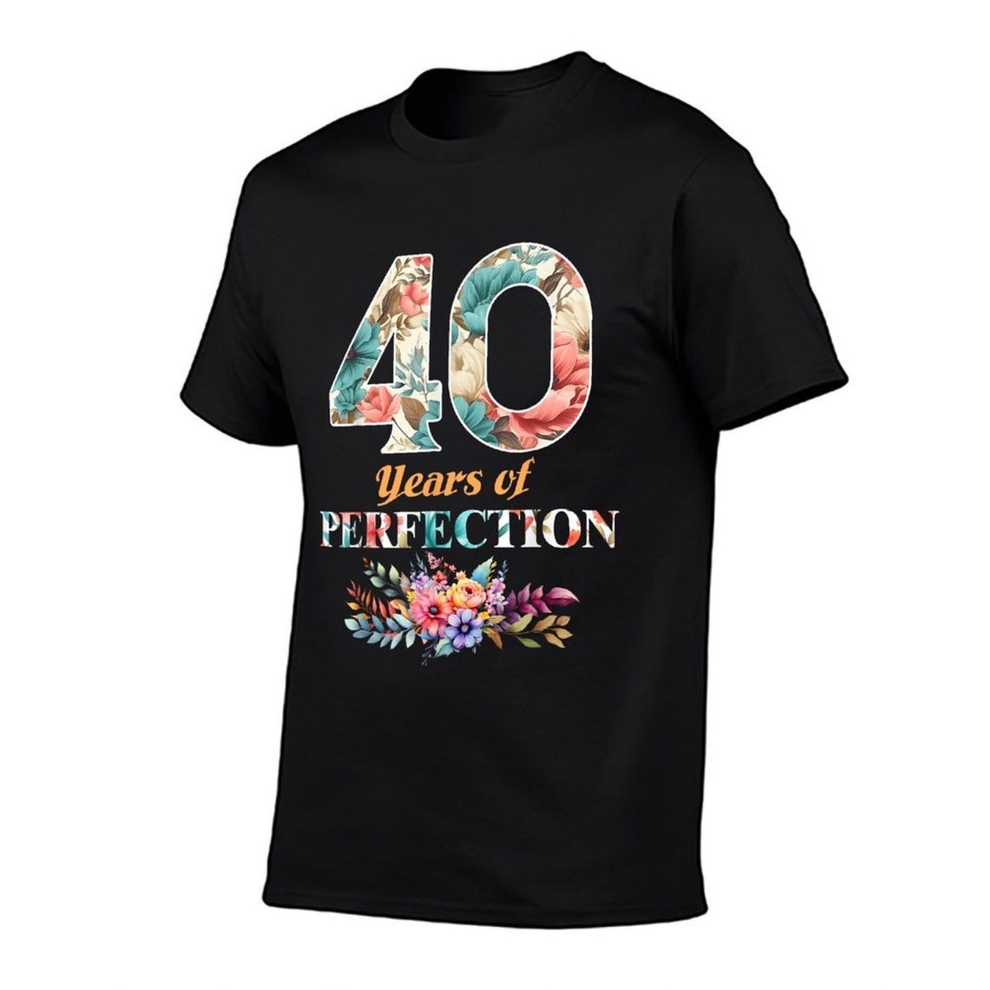 40 Years of Perfection 40th Birthday for Women Ribbed Collar T-Shirt