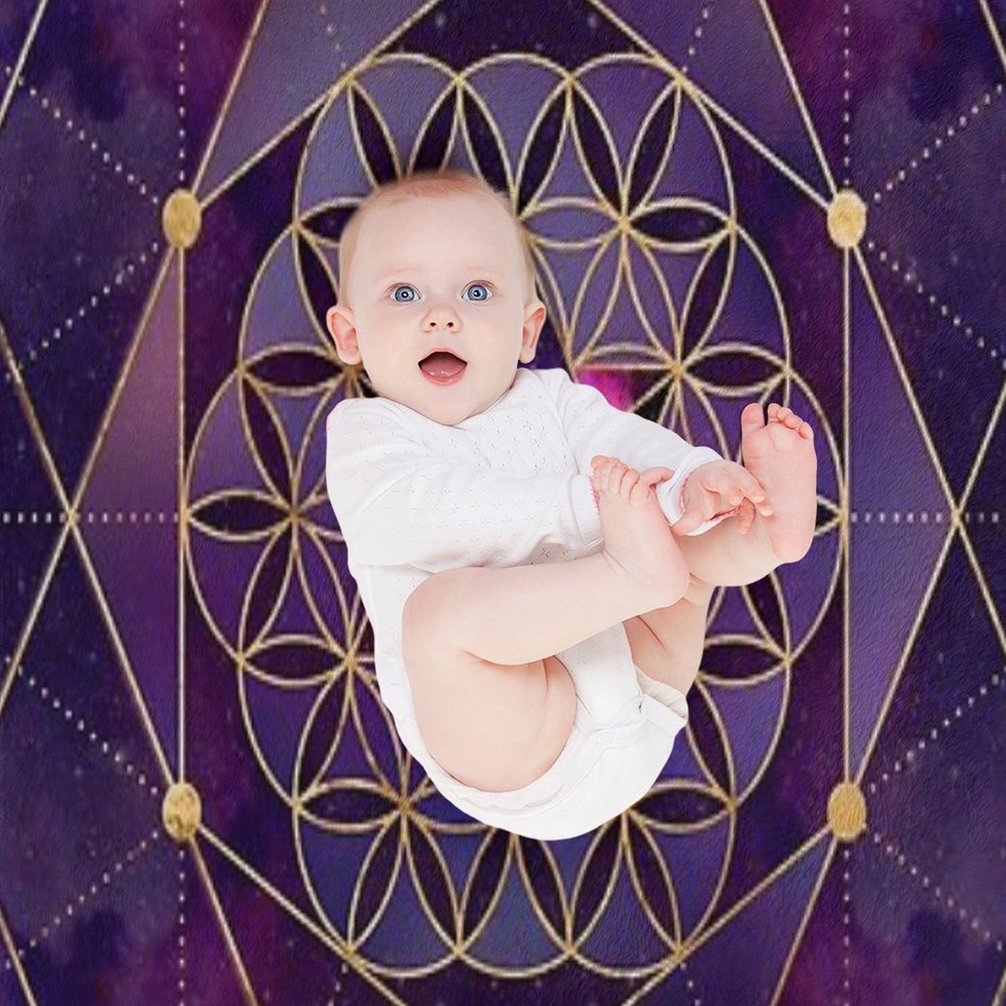 Merkabah in Flower of Life - Sacred Geometry Travel-friendly Throw Blanket