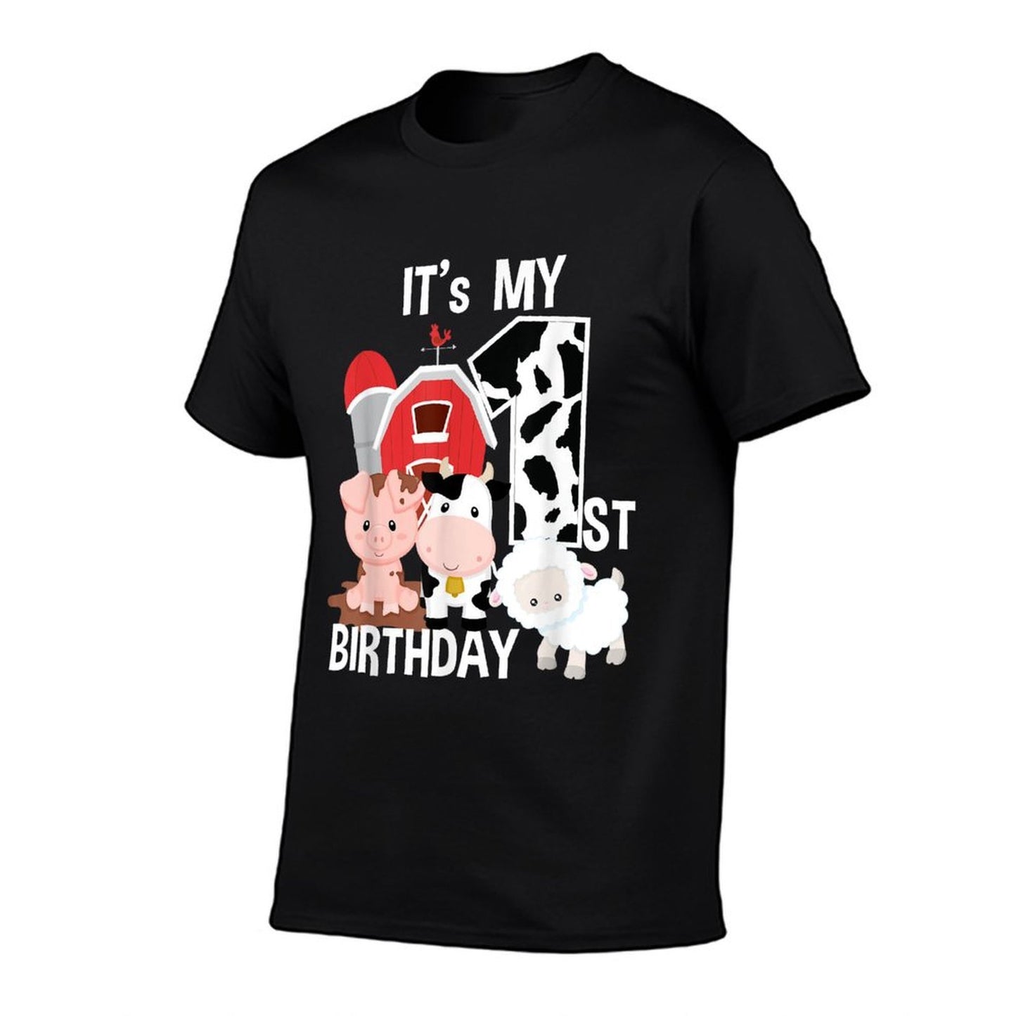 Farm Animals 1 Year Old It's My 1st Birthday Party Lightweight T-Shirt