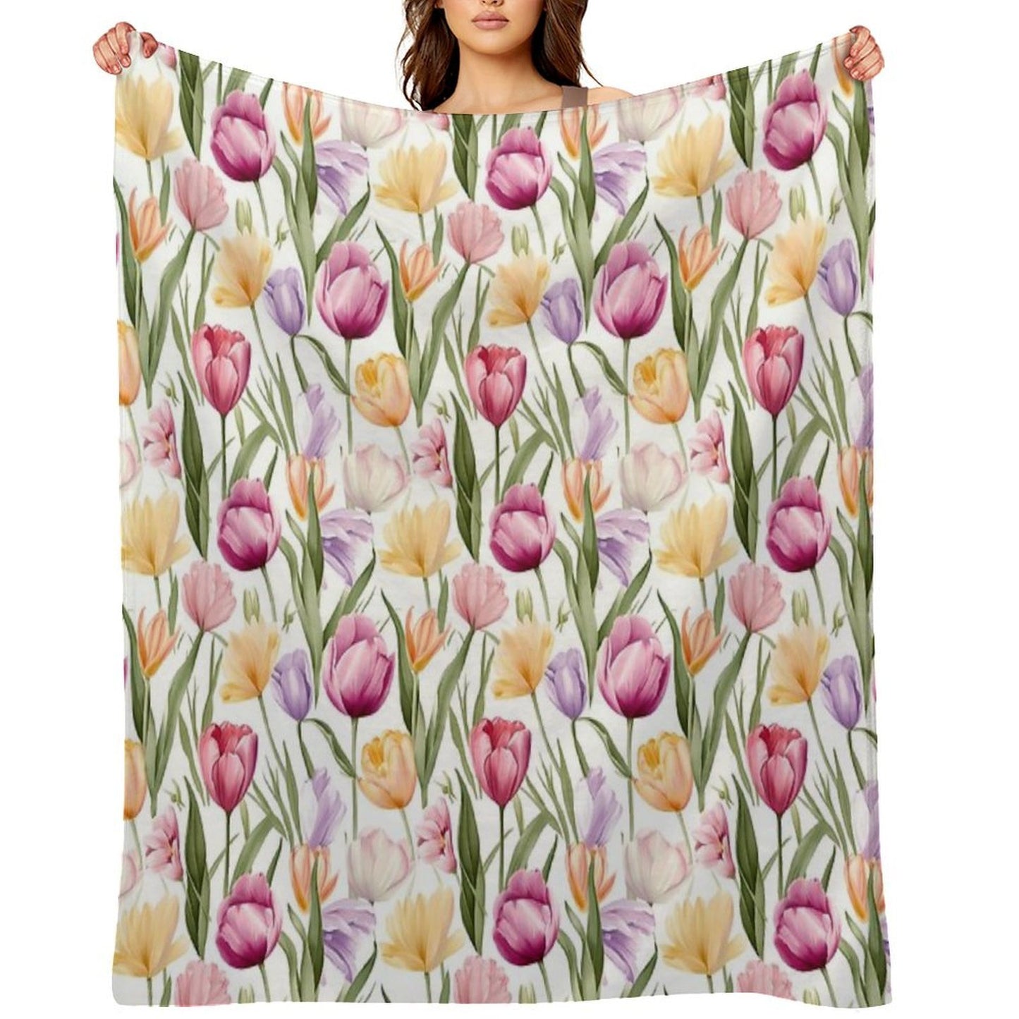 Colourful Tulips Sustainable Throw Blanket