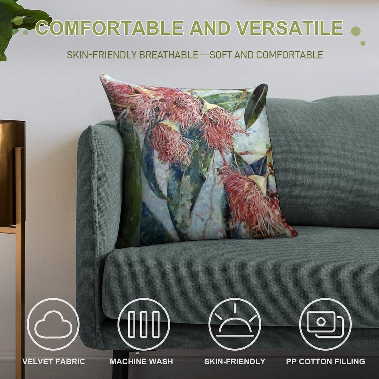 Eucalyptus Gum Blossoms Soft Gift Ready Throw Pillow