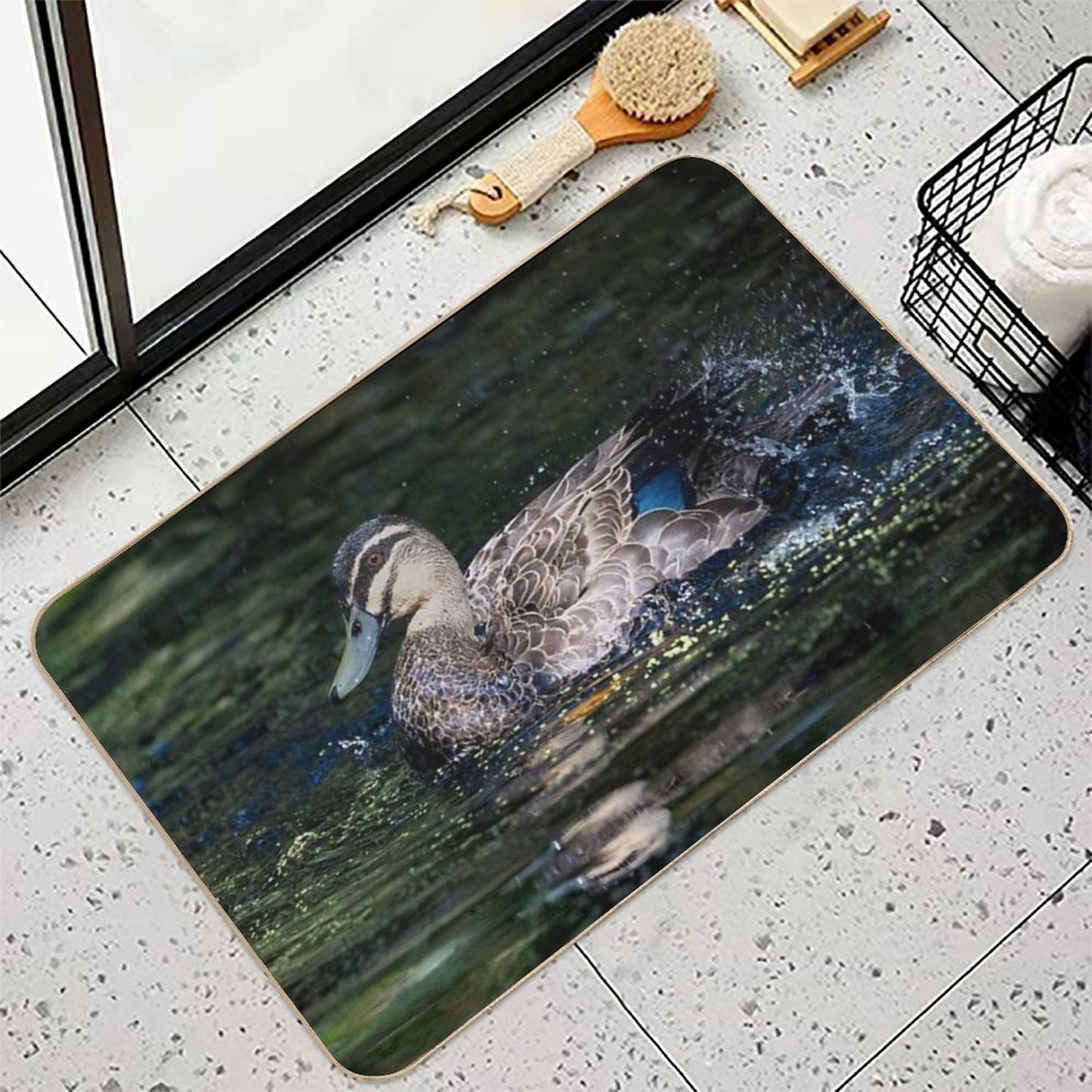 Pacific Duck in An Emerald Pond Rapid-Drying Bath Mat