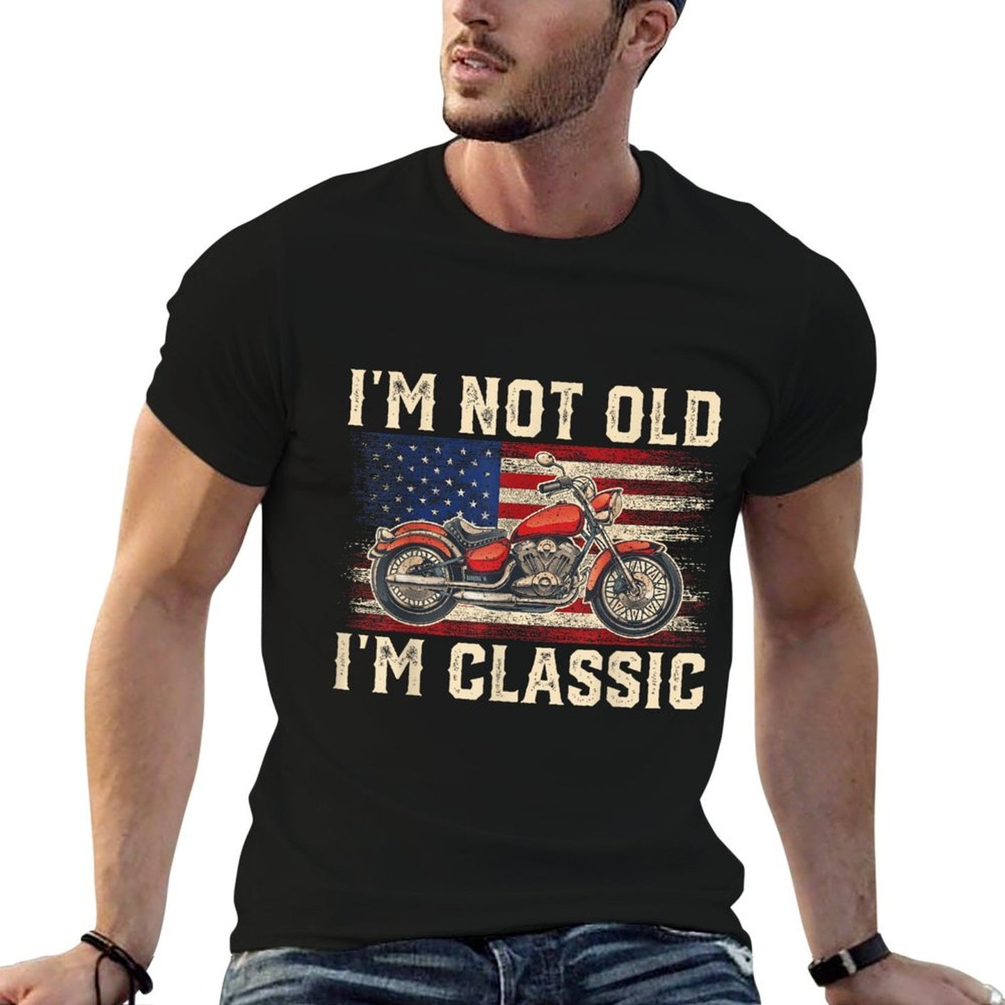 Im Not Old Im Classic Vintage Motorcycle Men Dad Biker Breathable T-Shirt