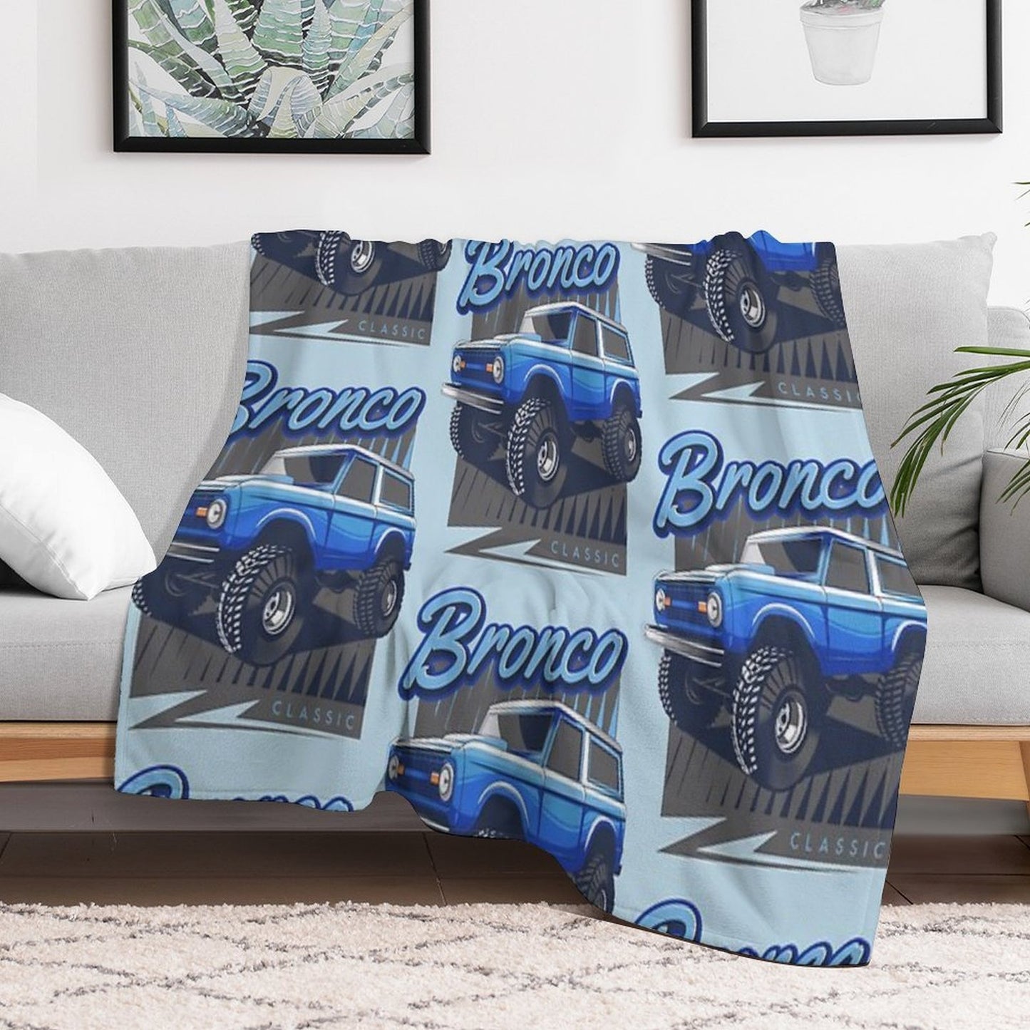 Ford Bronco Truck Classic Ford Bronco Blue Compact Throw Blanket