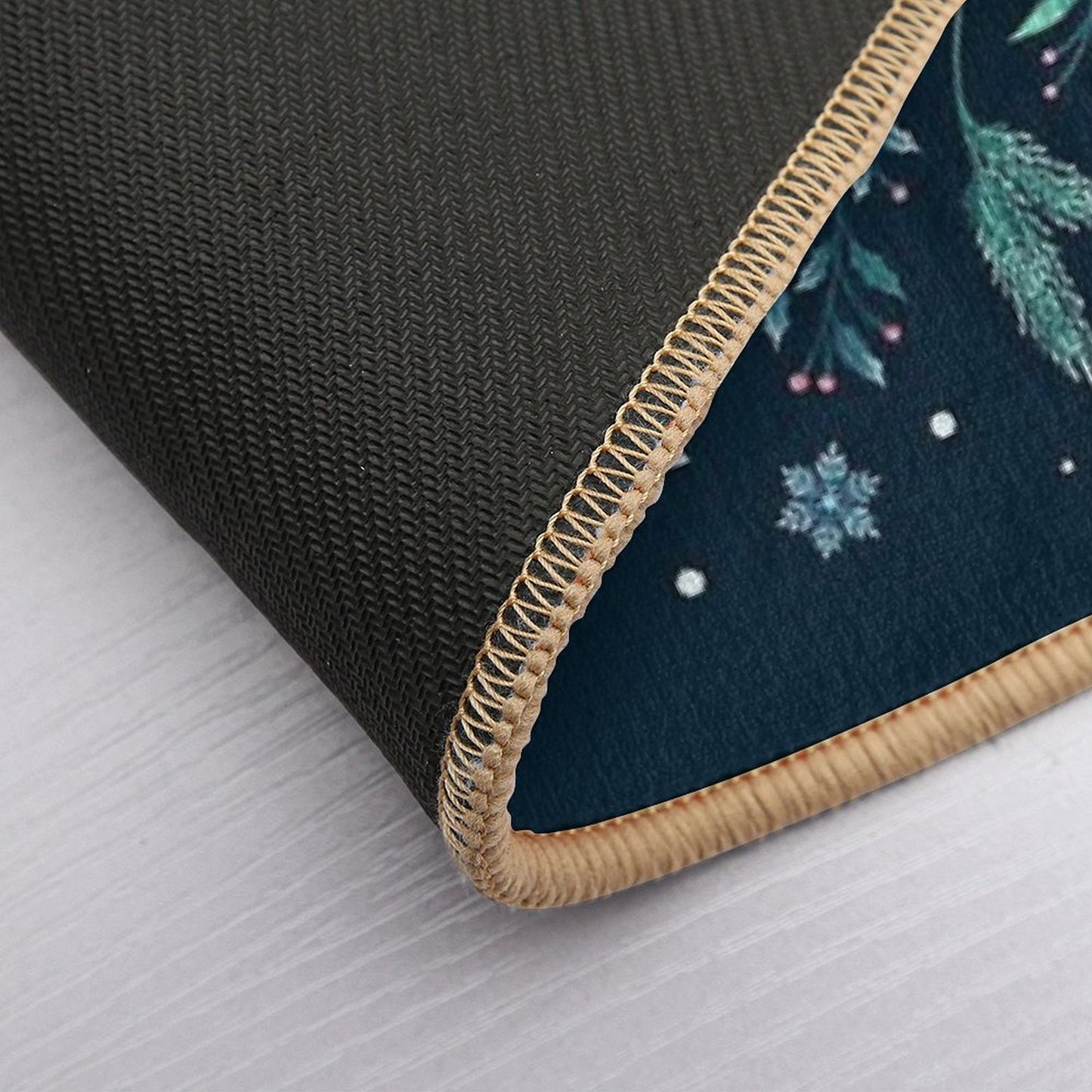 Moonlit Garden-Teal Snow Dirt-Trapping Bath Mat