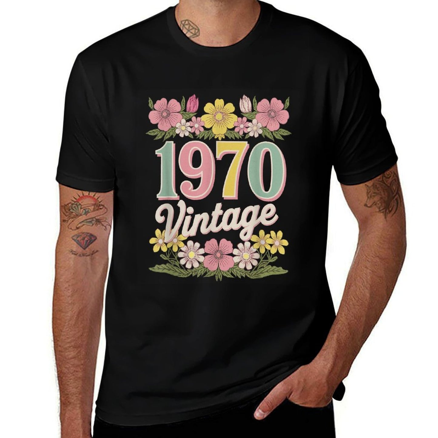 Vintage 1970 Retro Born Flowers Birthday Daughter Women Odor-resistant T-Shirt