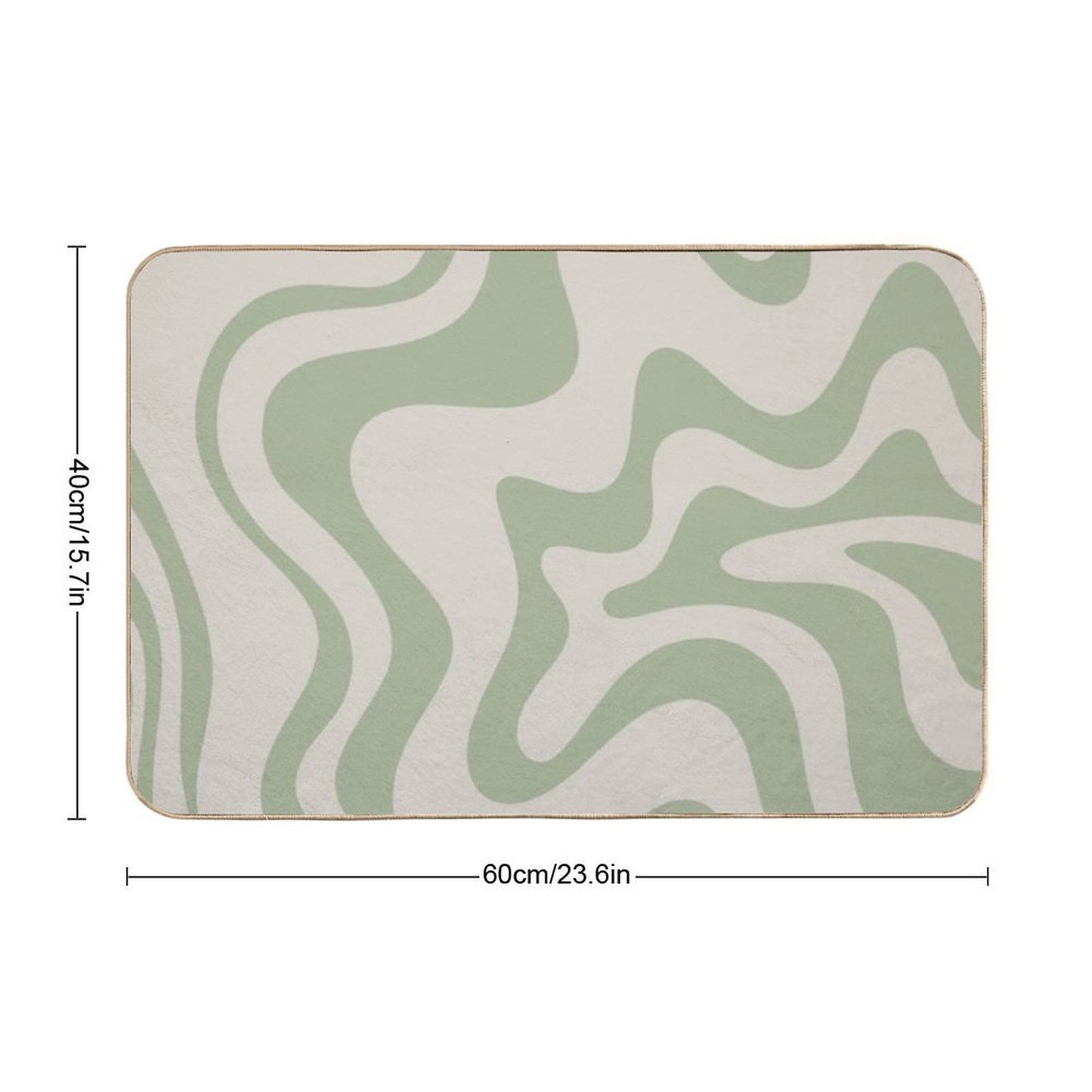 Liquid Swirl Contemporary Abstract Pattern in Sage Green And Beige Odorless Bath Mat