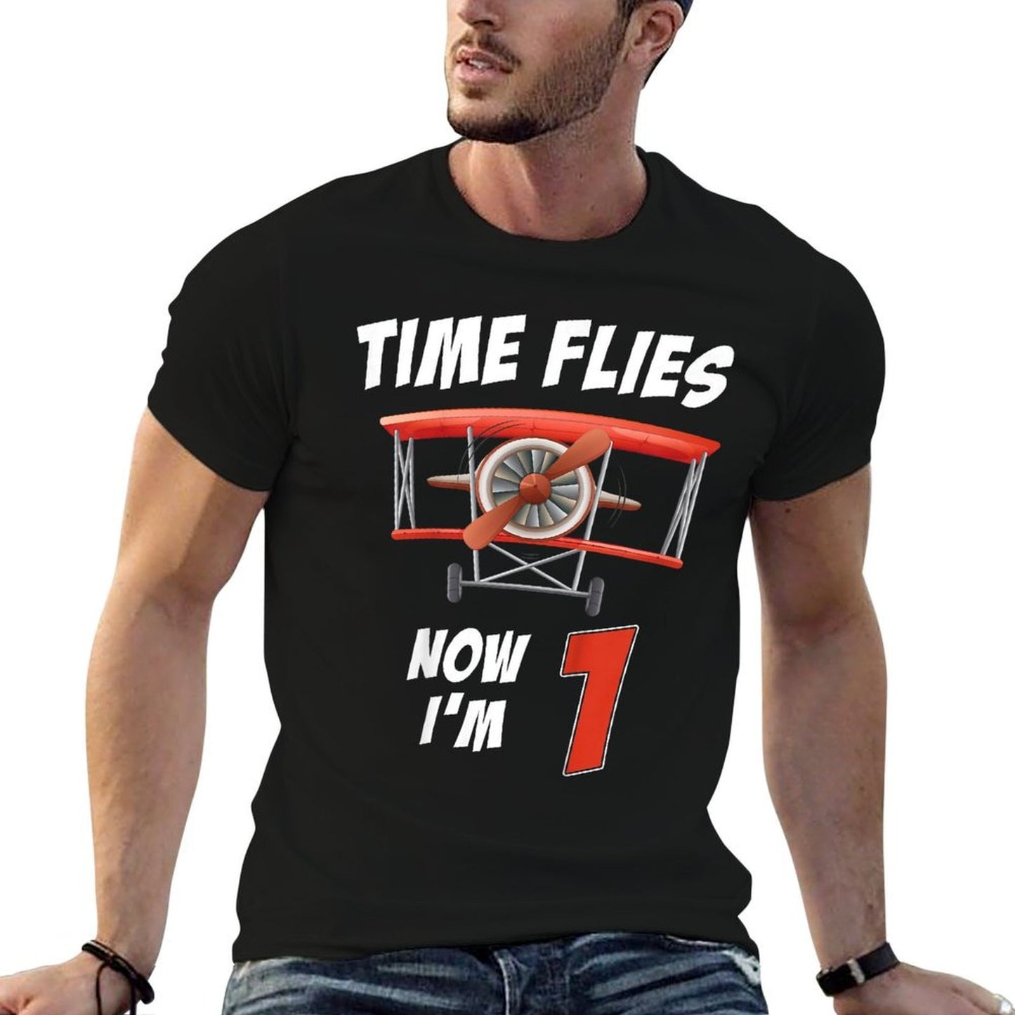 Kids 1 Year Old Birthday Time Flies Airplane Lover Pilot Crew Moisture-wicking T-Shirt
