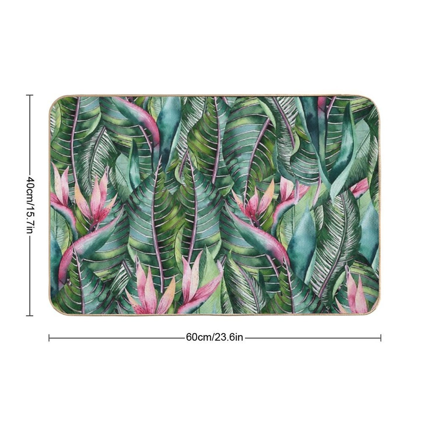 Tropical Banana Leaf Print Eco-Friendly Bath Mat