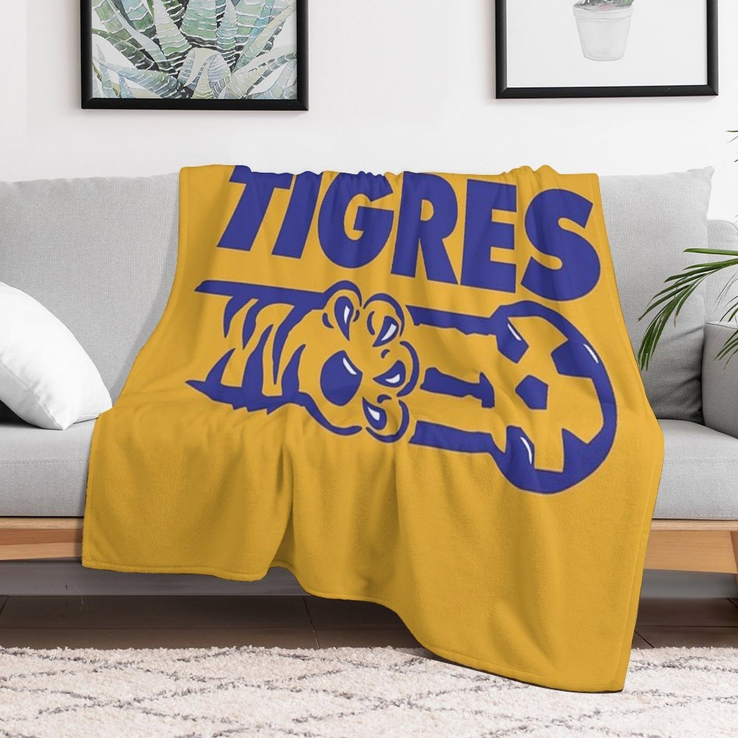 Vintage UANL Tigres Plush Throw Blanket