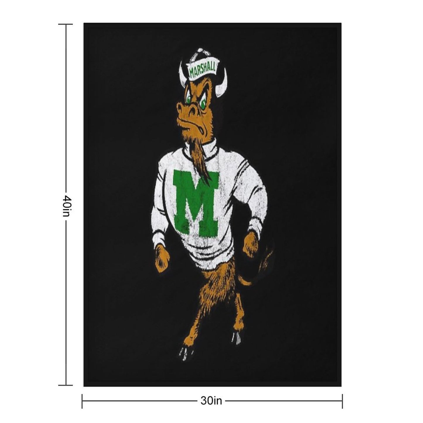 Marshall U. Vintage Retro Mascot Logo - Distressed Version Travel-friendly Throw Blanket