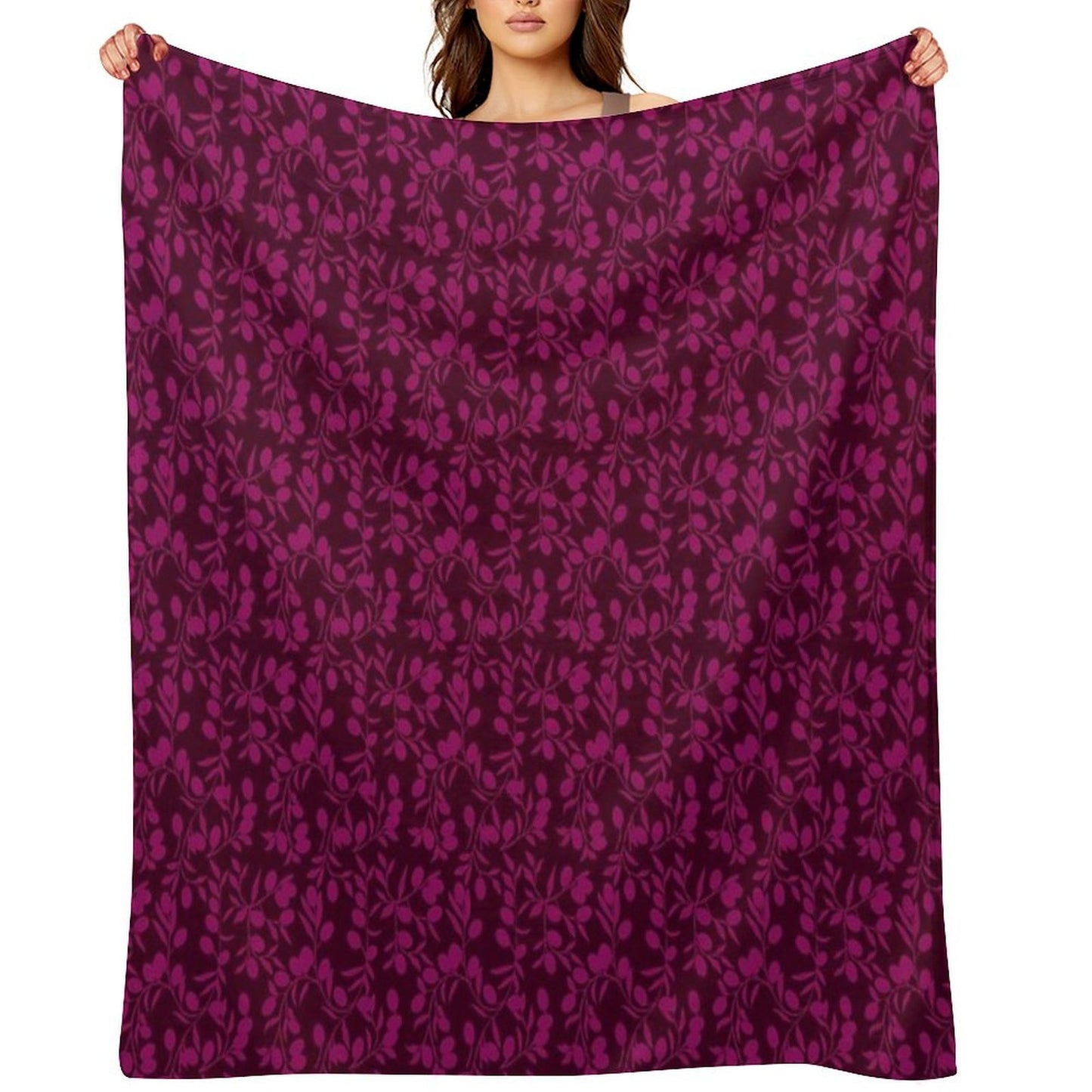 Burgundy Small Olive Pattern Anti-pilling Throw Blanket