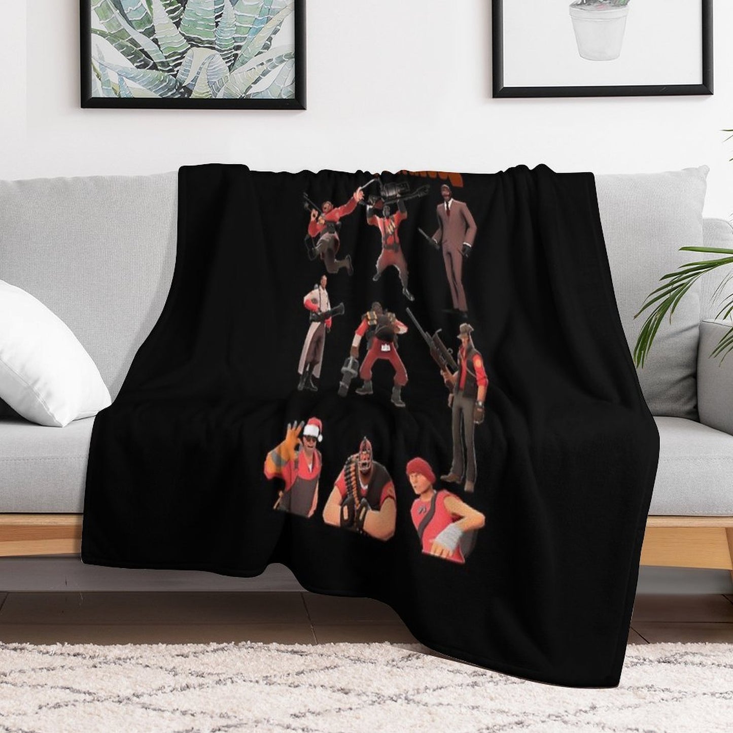 Team Fortress 2 - All Characters Classes With Tf2 Logo Sustainable Throw Blanket