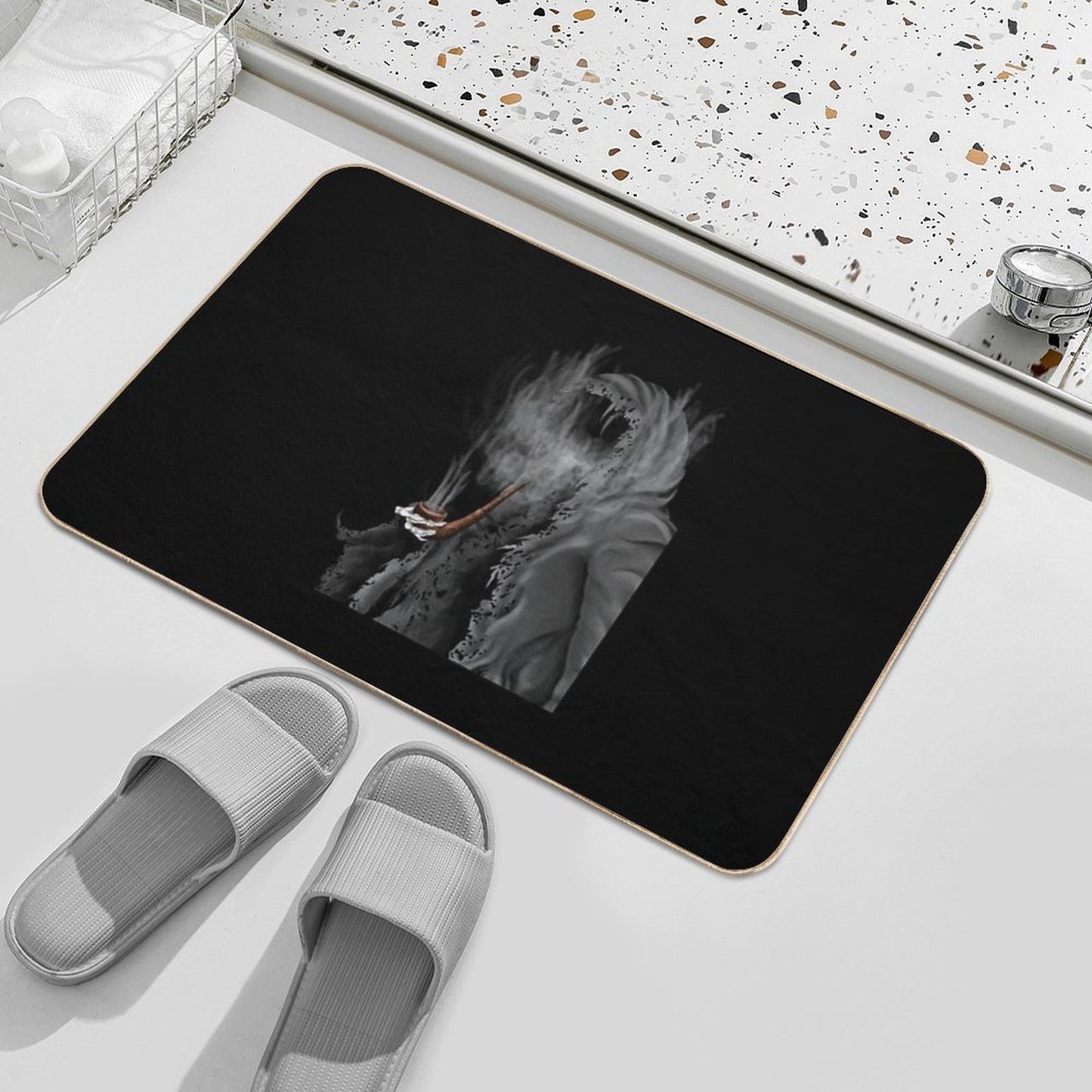 Grim Reaper Still Smoking Fade-Resistant Bath Mat
