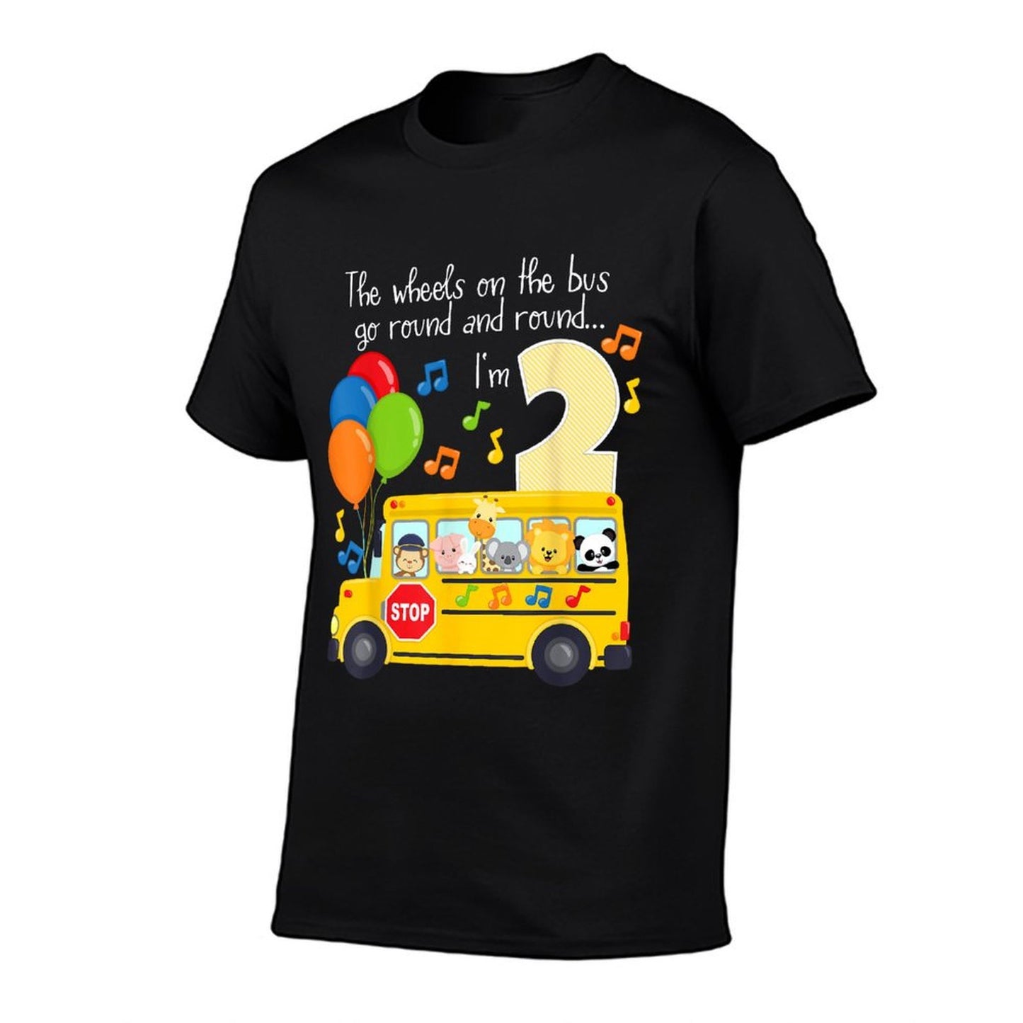 The Wheels On The Bus 2nd Birthday 2 Yrs Old Family Matching Heathered Texture T-Shirt