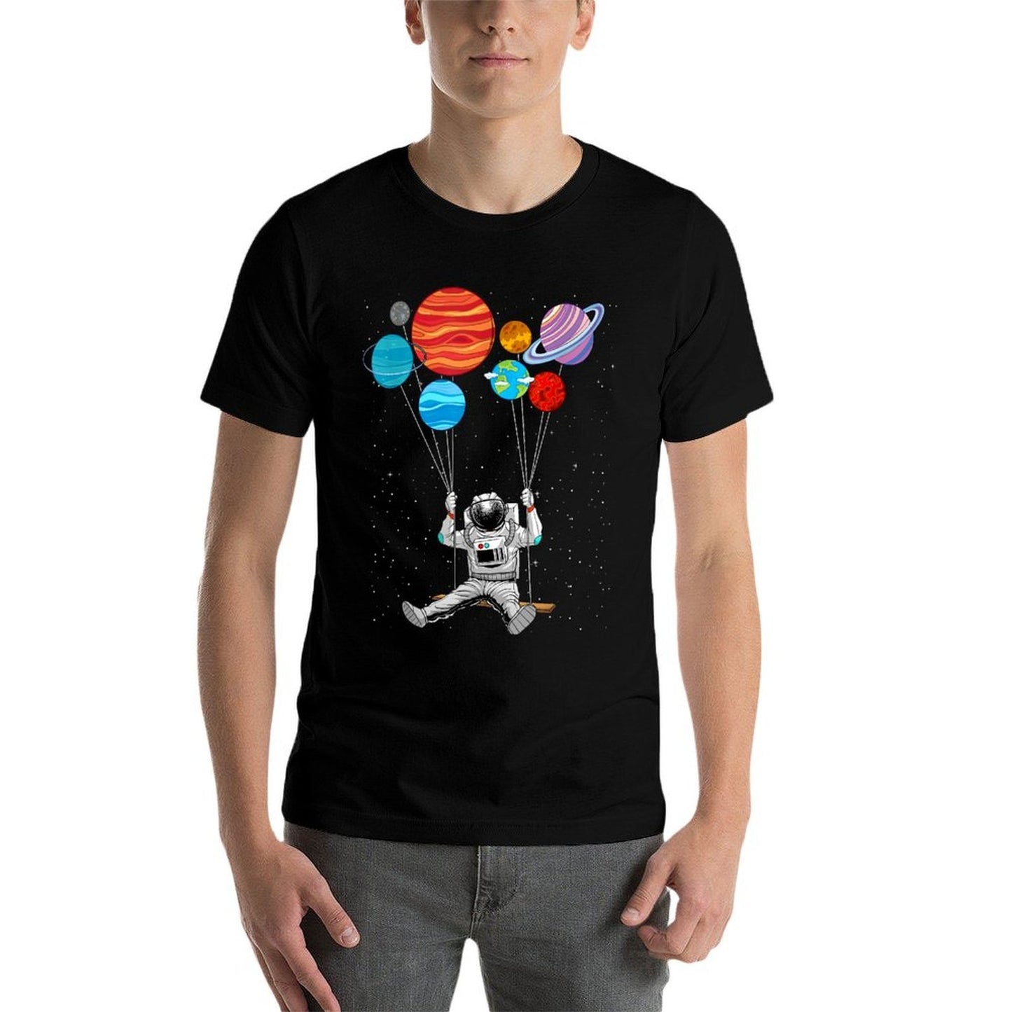 Space Themed For Men Women Outer Space Moon Galaxy Astronaut  Oversized Silhouette T-Shirt