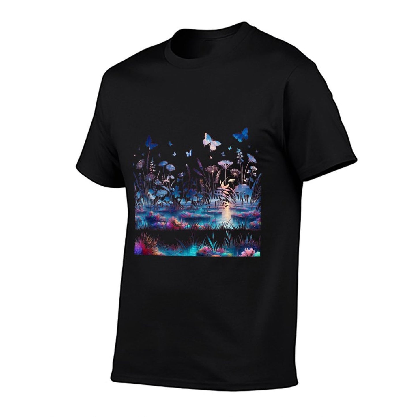 Twilight Garden Ethereal Meadow with Butterflies Graphic-printed T-Shirt